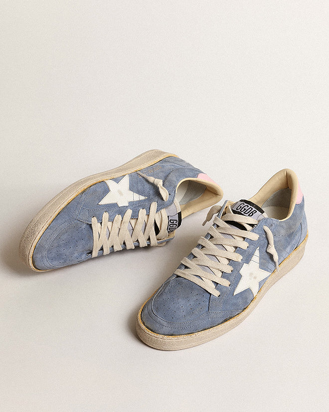 ballstar suede with leather star and nylon tongue - powder blue/white/pink - Image 3