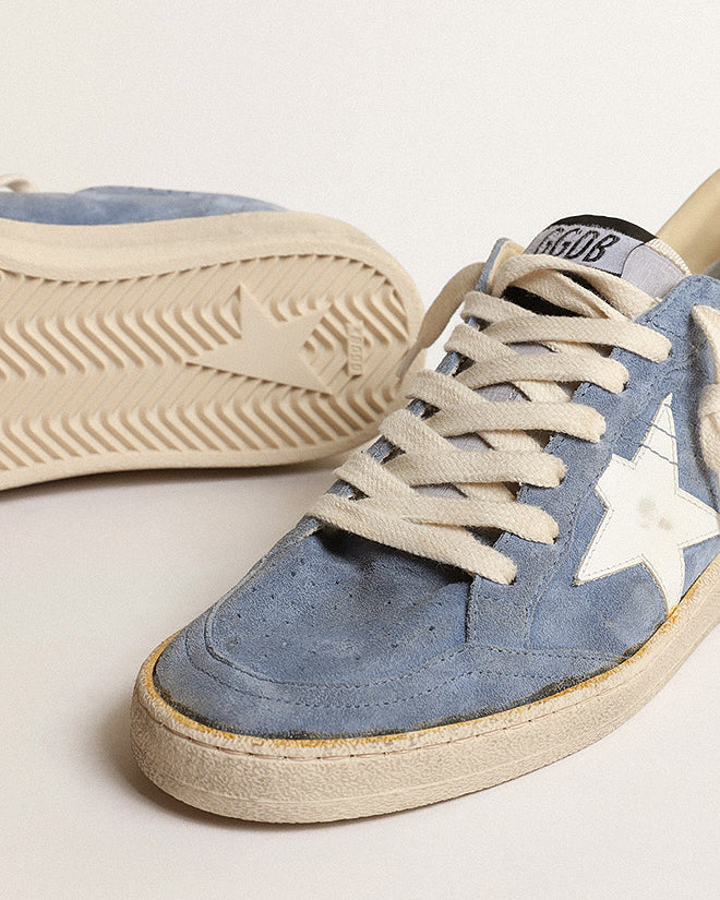 ballstar suede with leather star and nylon tongue - powder blue/white/pink - Image 4
