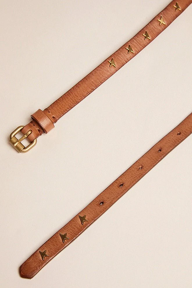 molly belt washed leather star studs - cuoio - Image 2