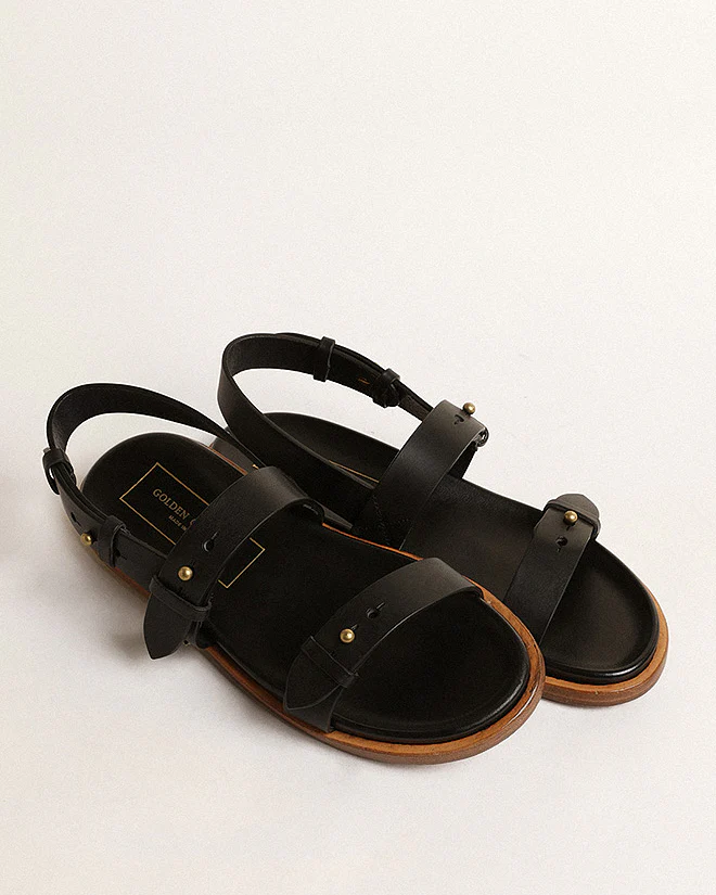 flat sandal leather - black - Image 2