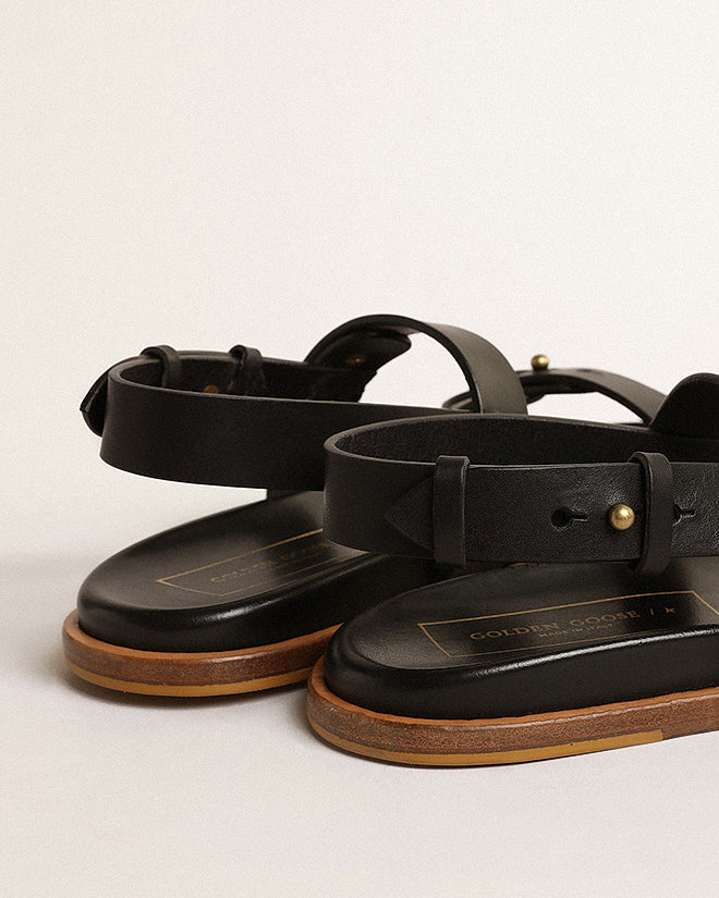 flat sandal leather - black - Image 4