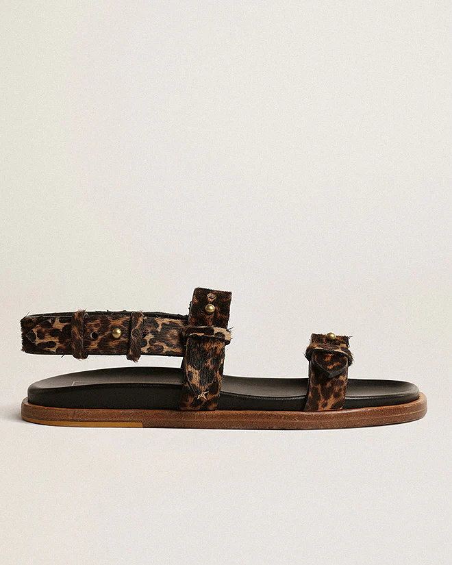 flat sandal leopard horsy - beige brown leopard