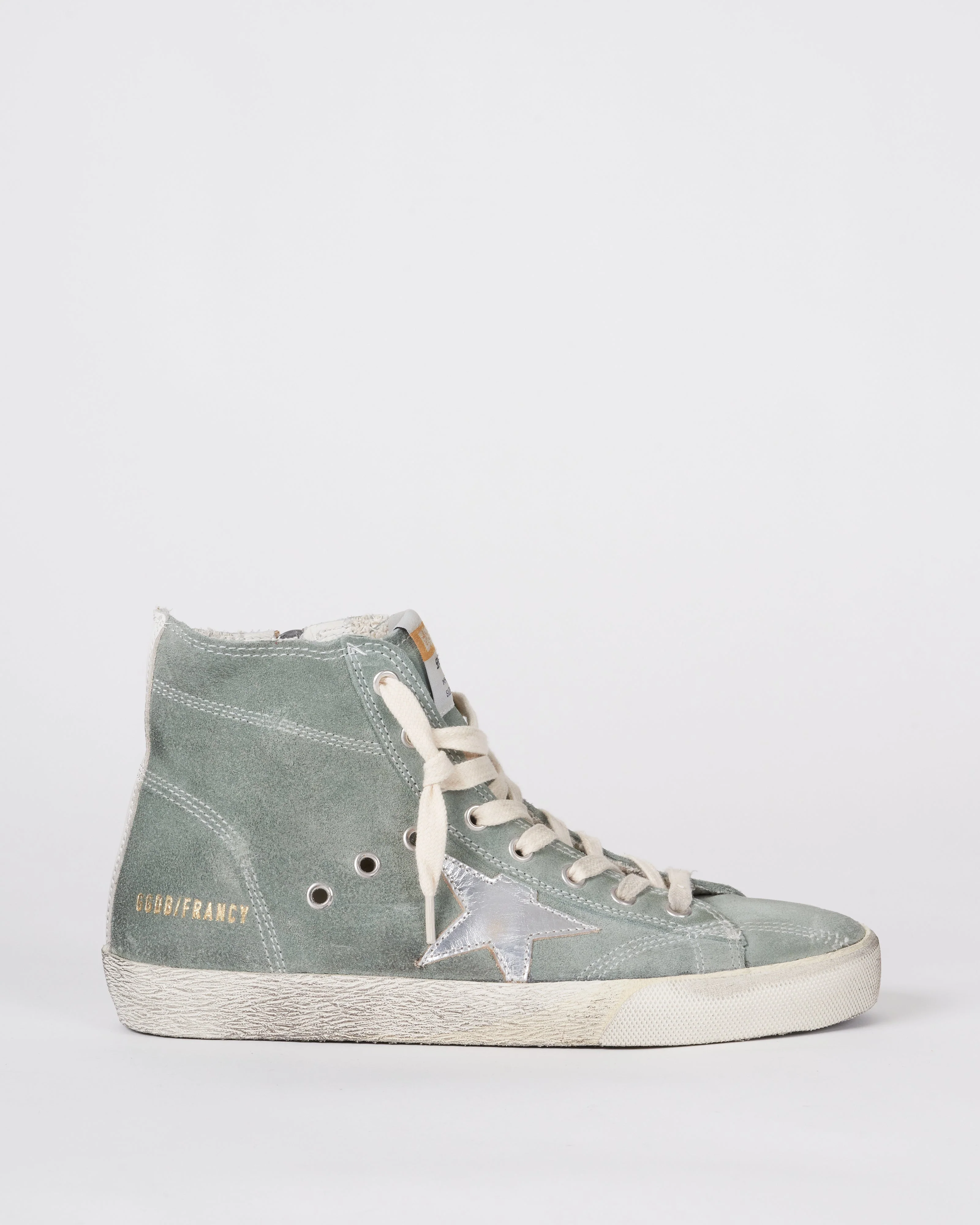 francy suede upper laminated star leather heel stitchings - military green/silver/white 35769 - Image 3