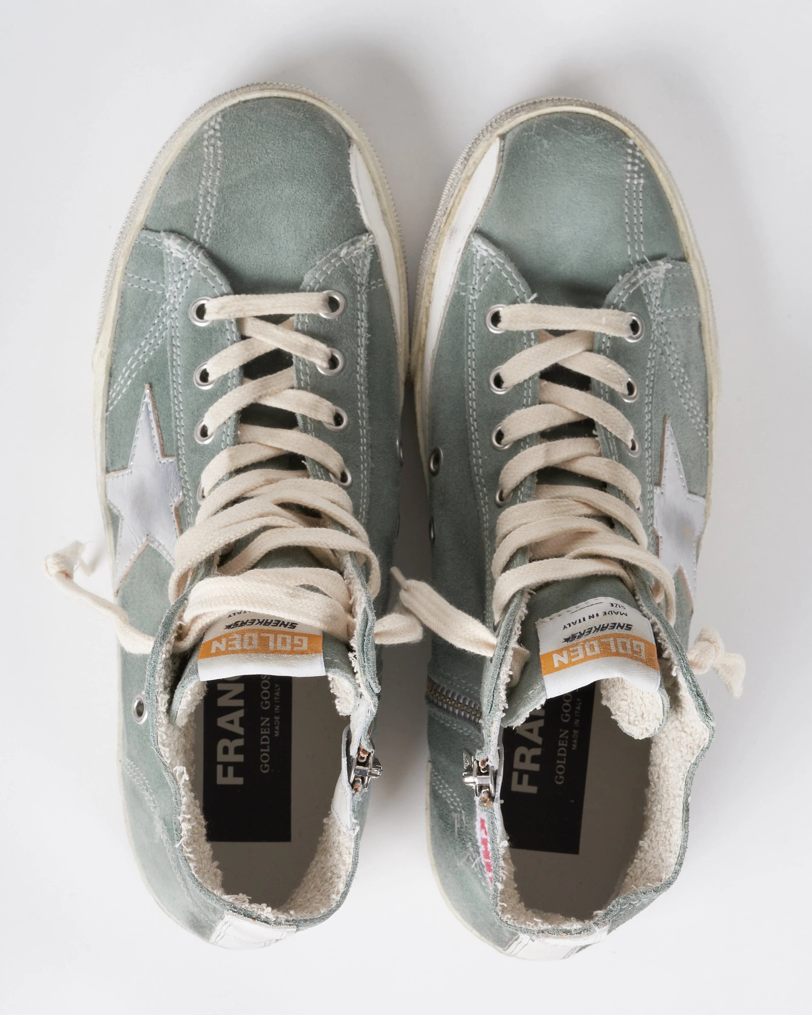 francy suede upper laminated star leather heel stitchings - military green/silver/white 35769 - Image 4