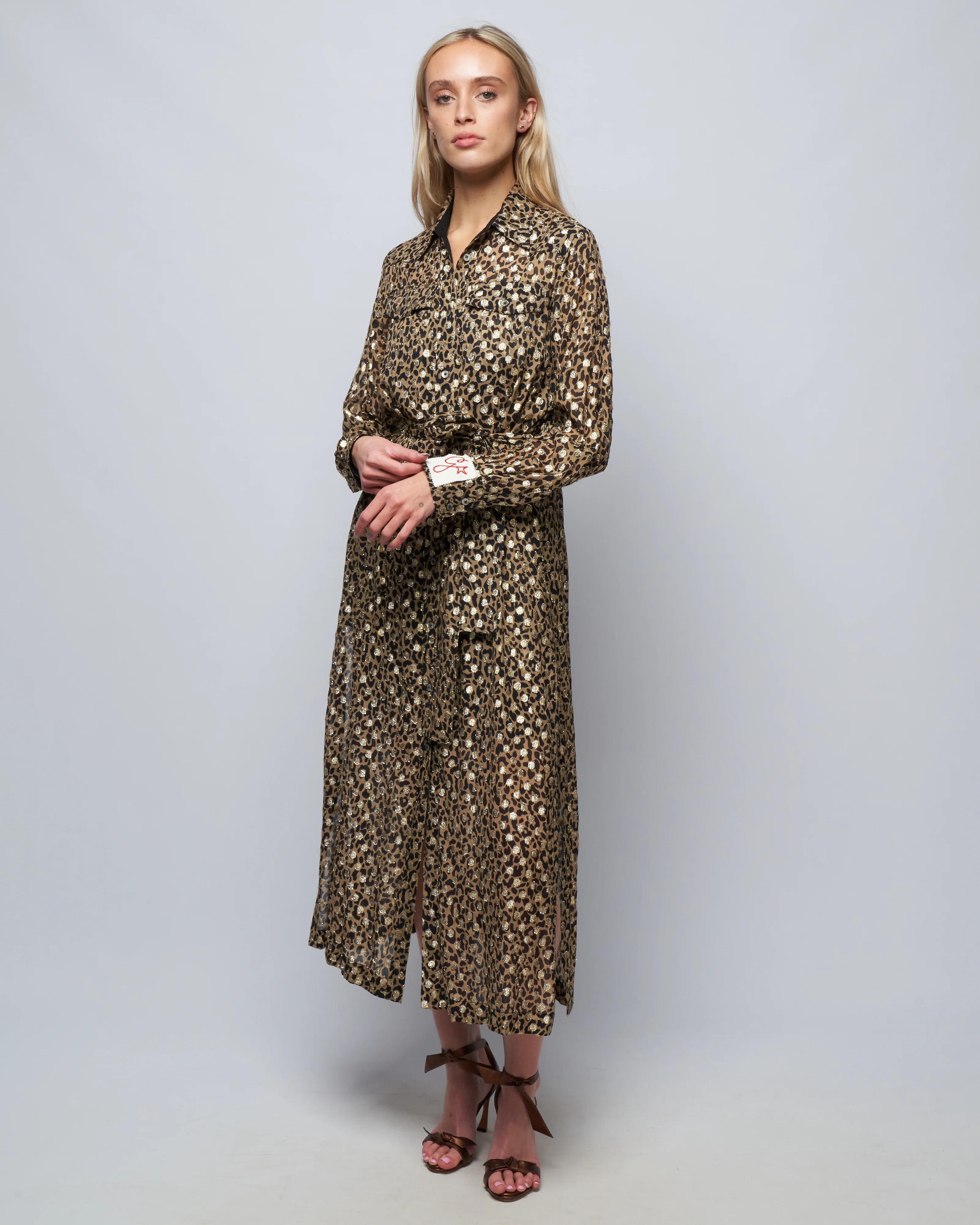 golden chemisier dress leopard print - tannin/black/gold - Image 2