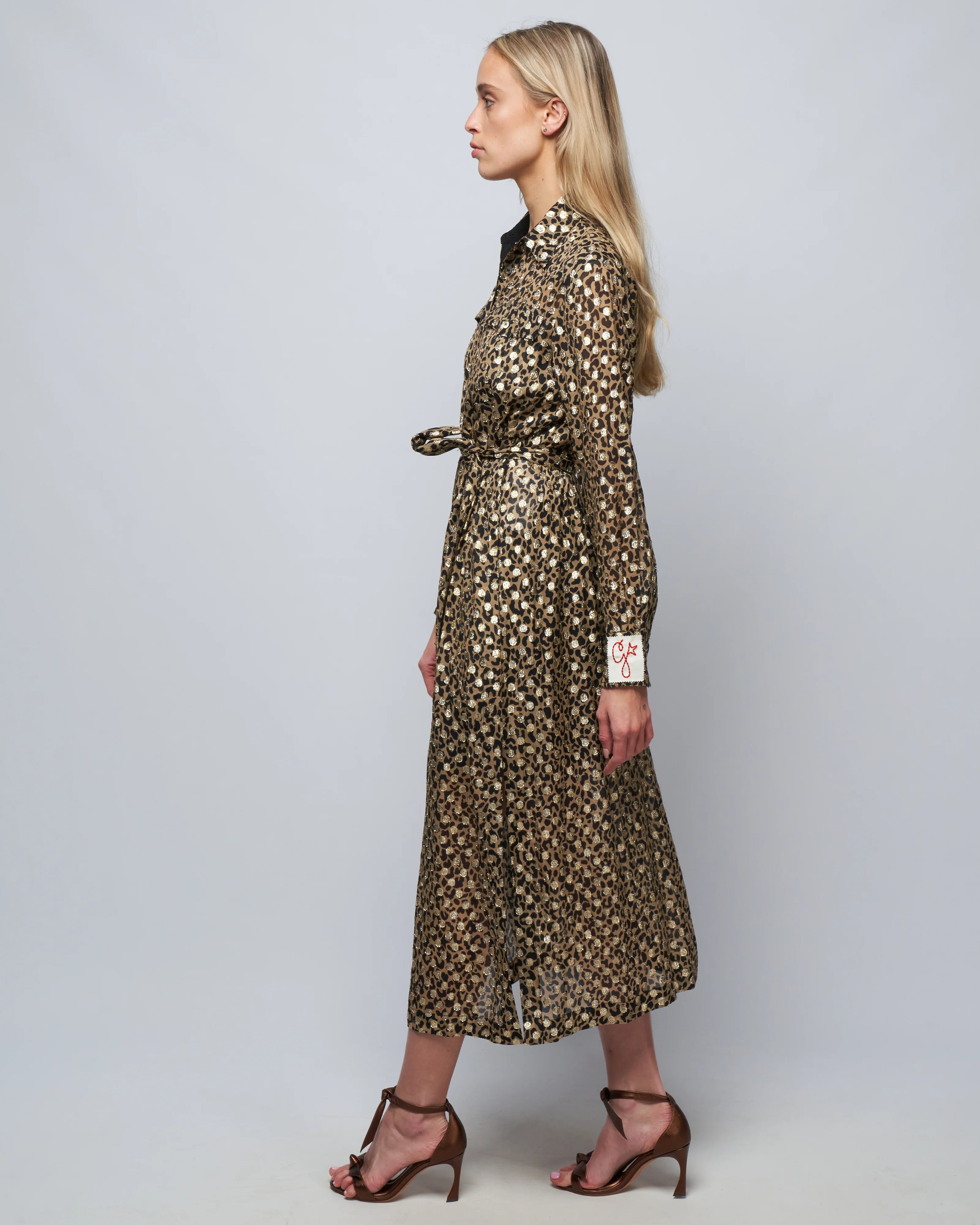 golden chemisier dress leopard print - tannin/black/gold - Image 3