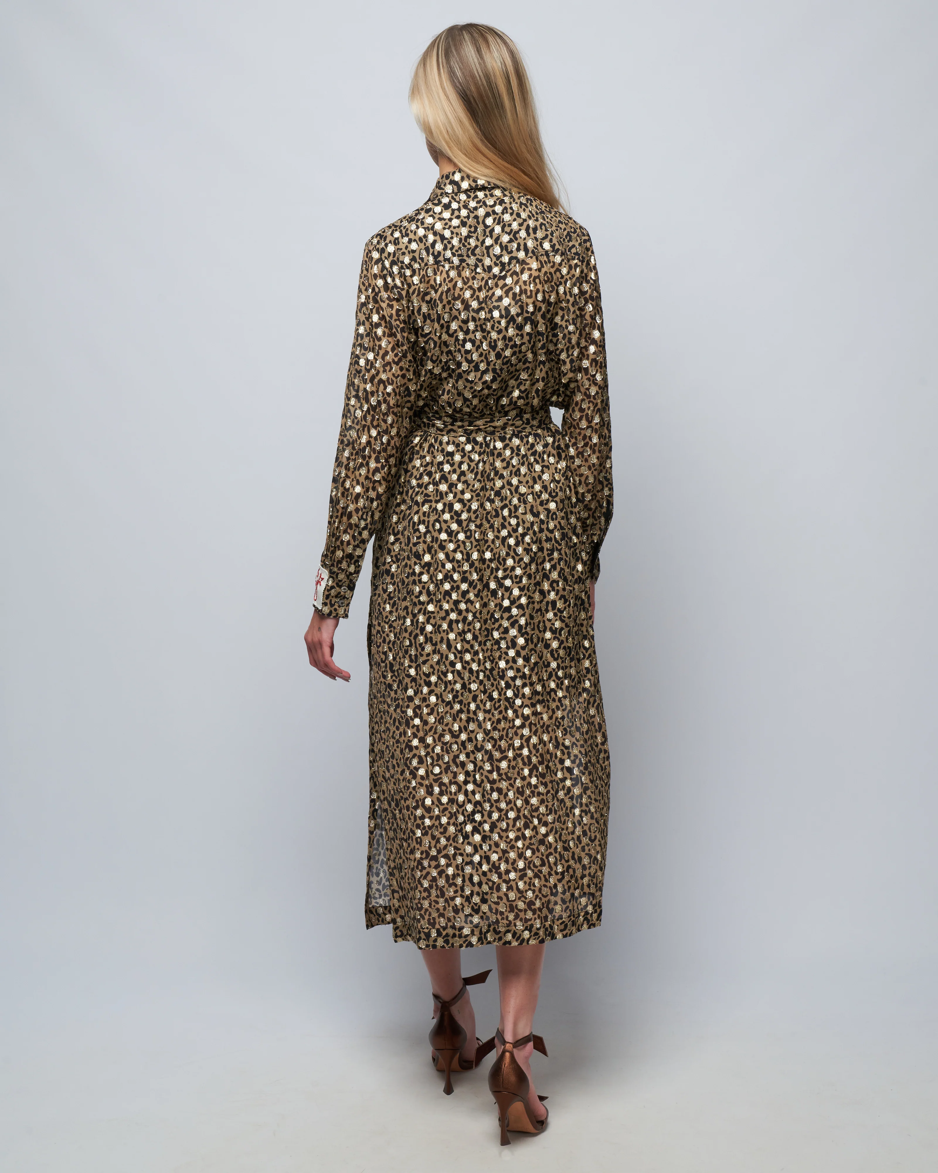 golden chemisier dress leopard print - tannin/black/gold - Image 4