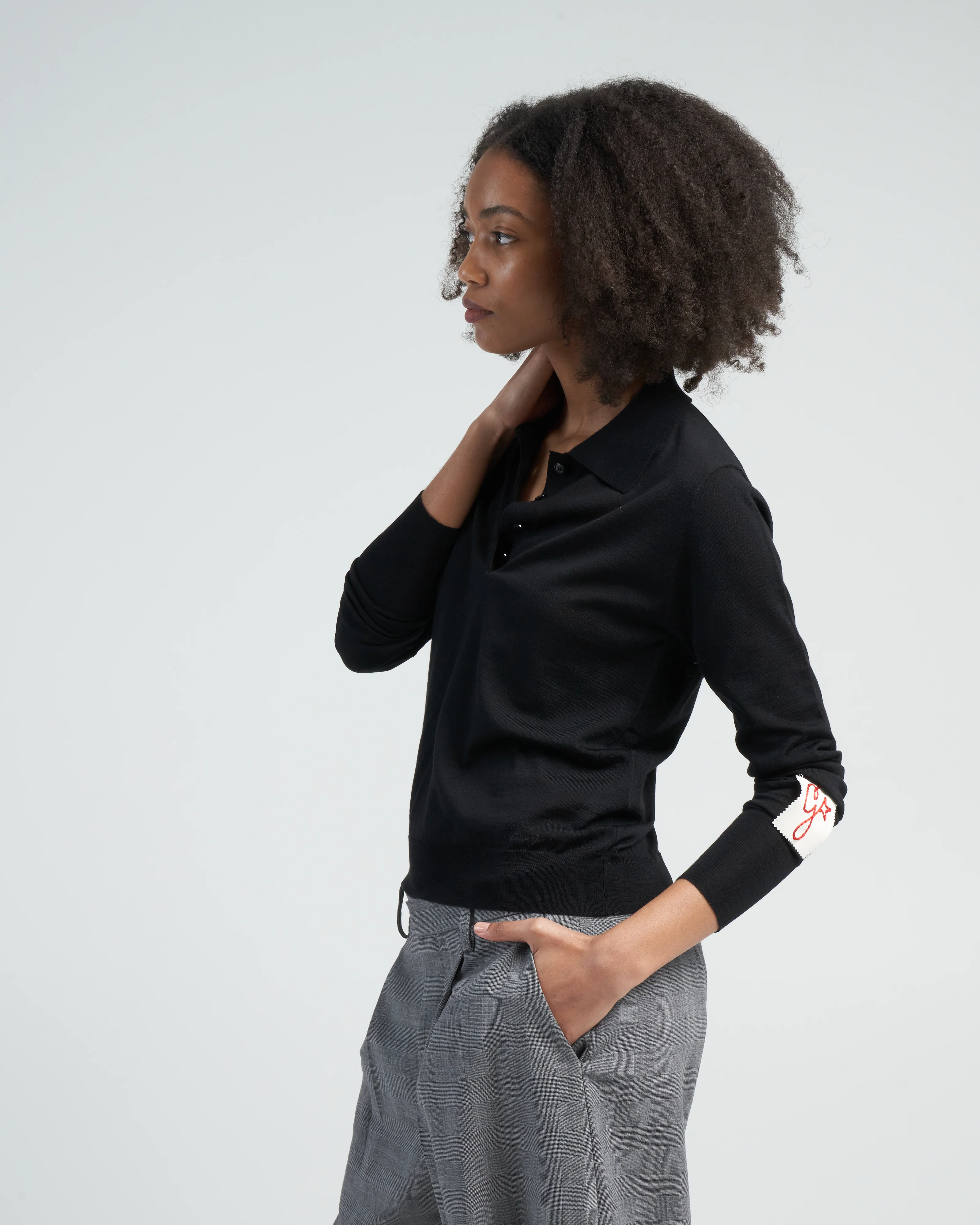 golden virgin wool knit polo - black - Image 3