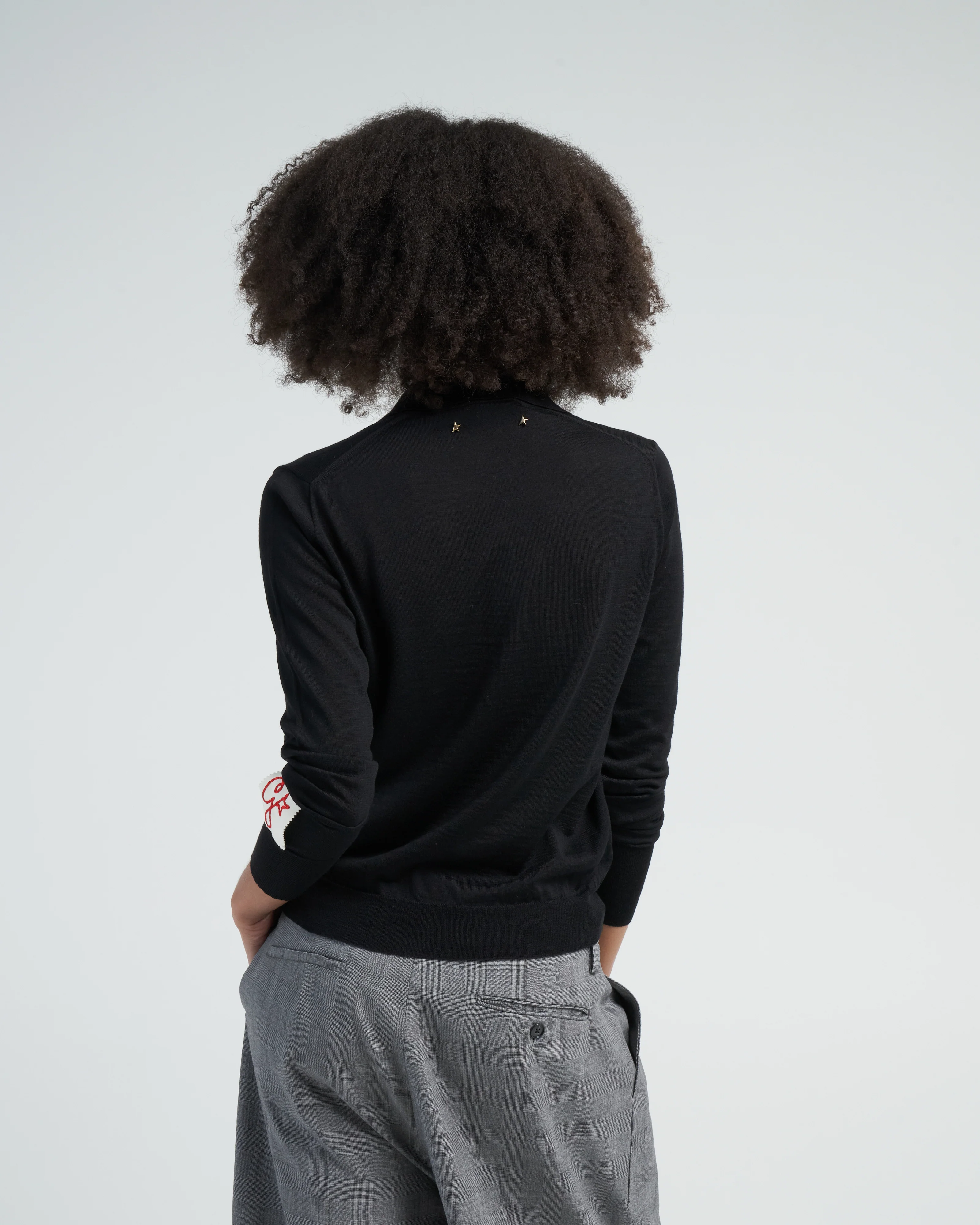 golden virgin wool knit polo - black - Image 4