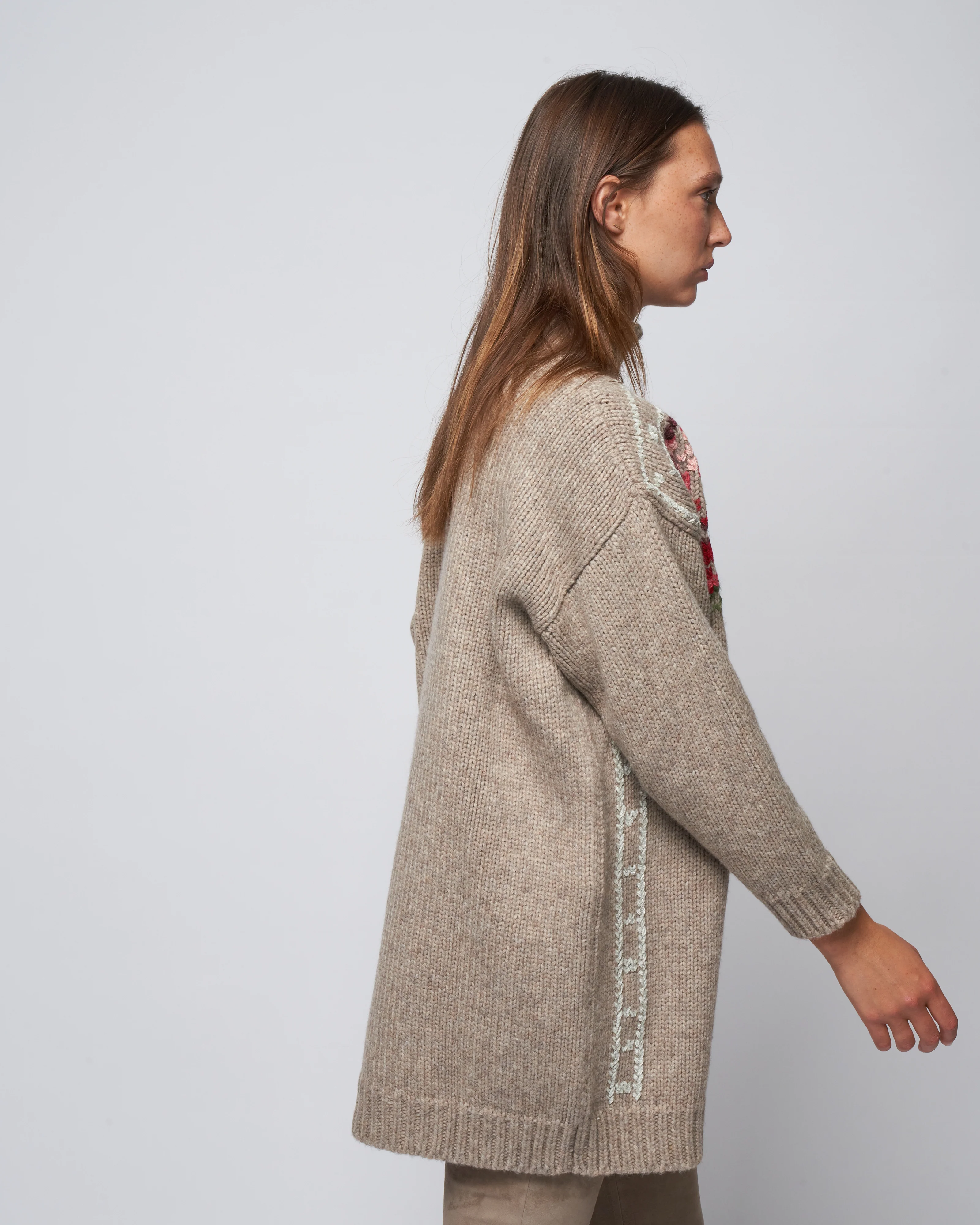 journey knit high neck mini dress - melange beige - Image 3