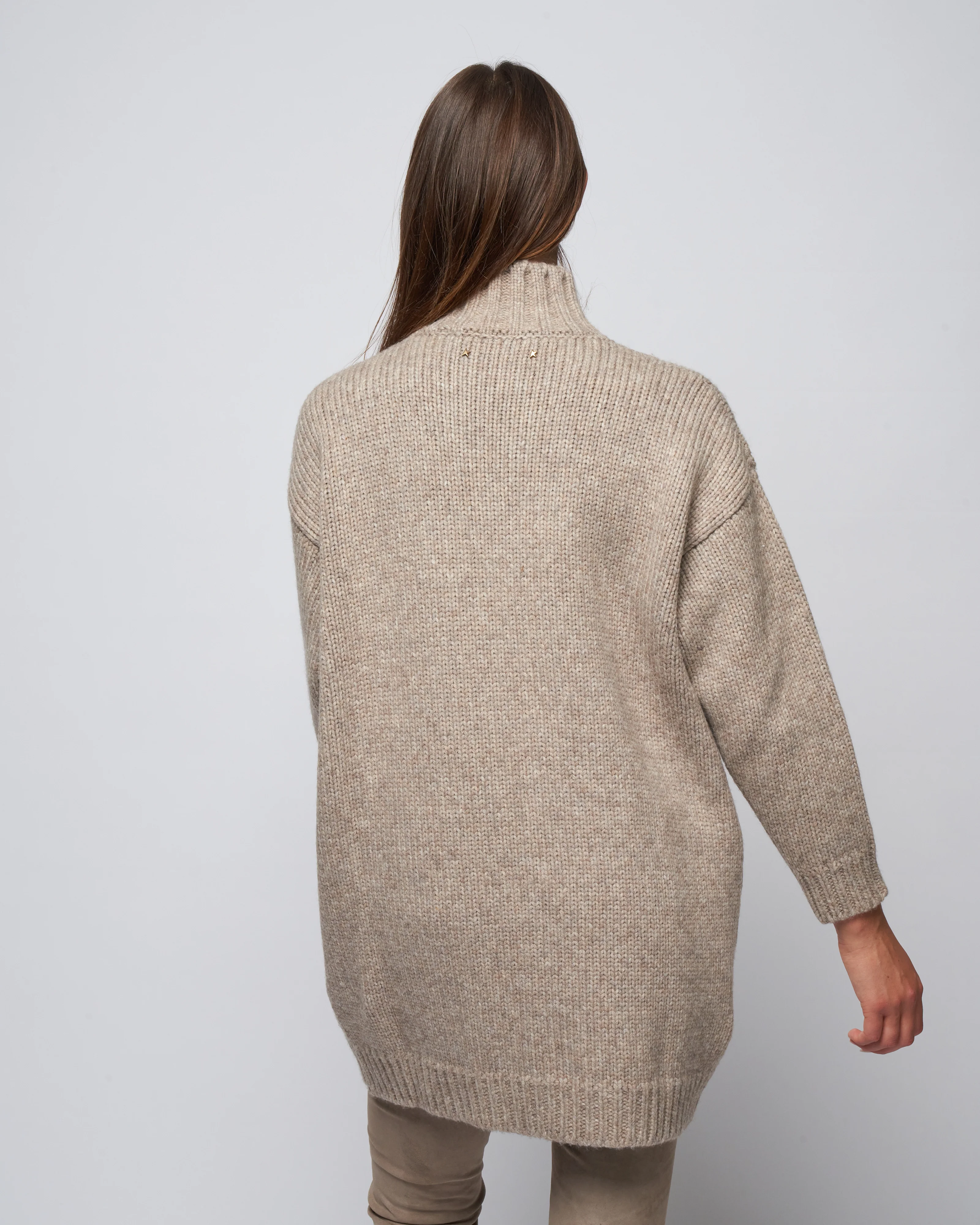 journey knit high neck mini dress - melange beige - Image 4