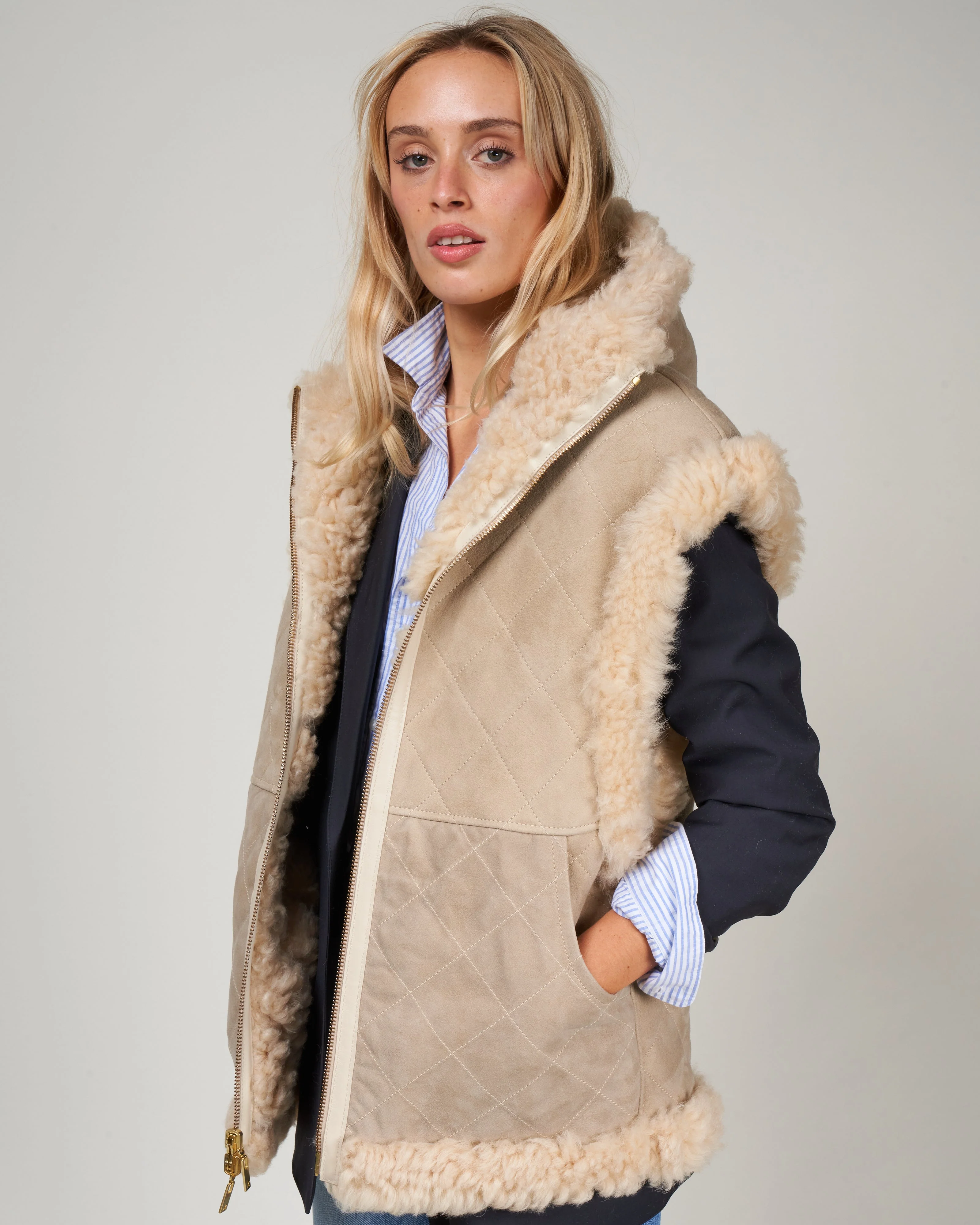 journey shearling vest fides sheepskin - ecru - Image 5