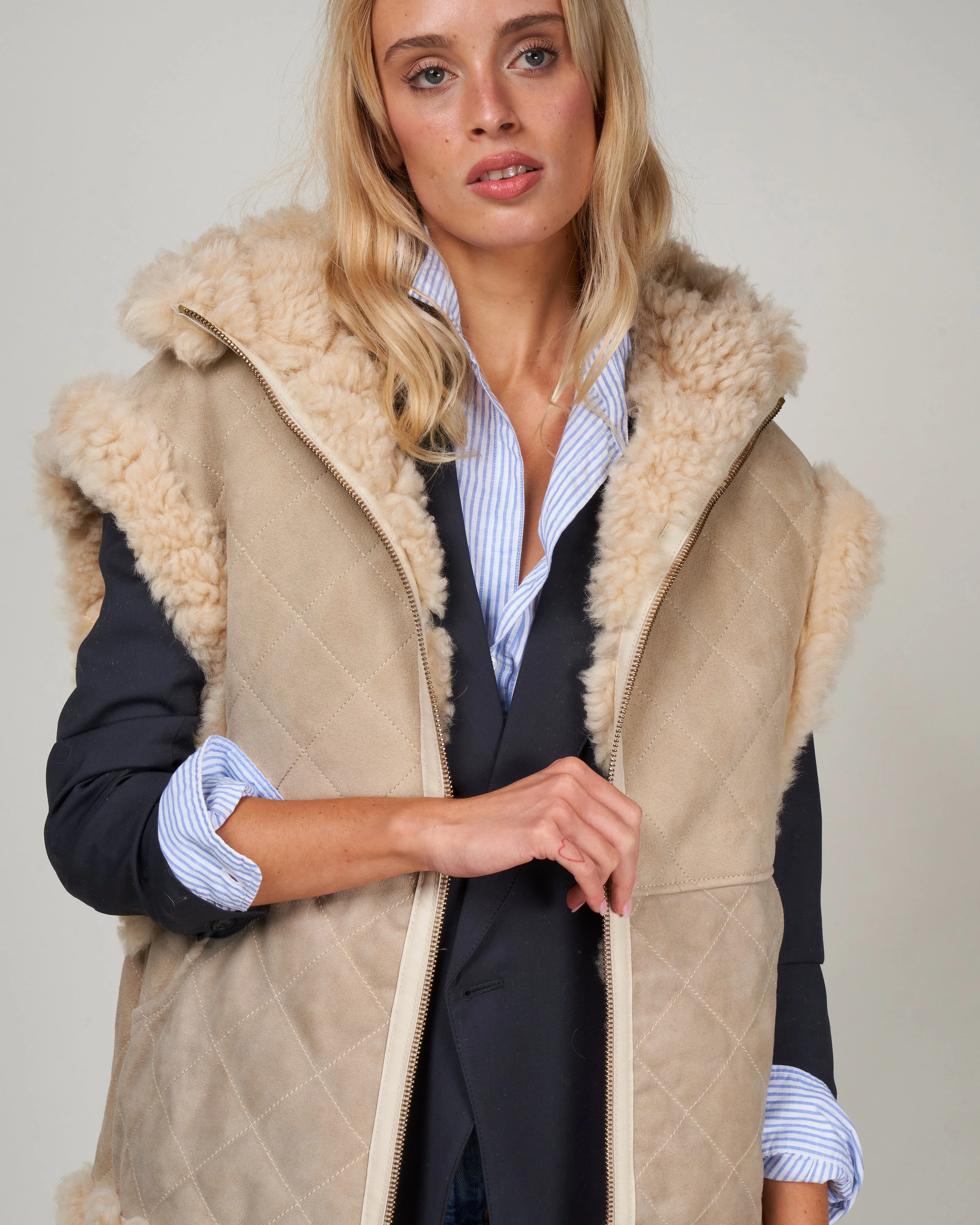 journey shearling vest fides sheepskin - ecru - Image 6