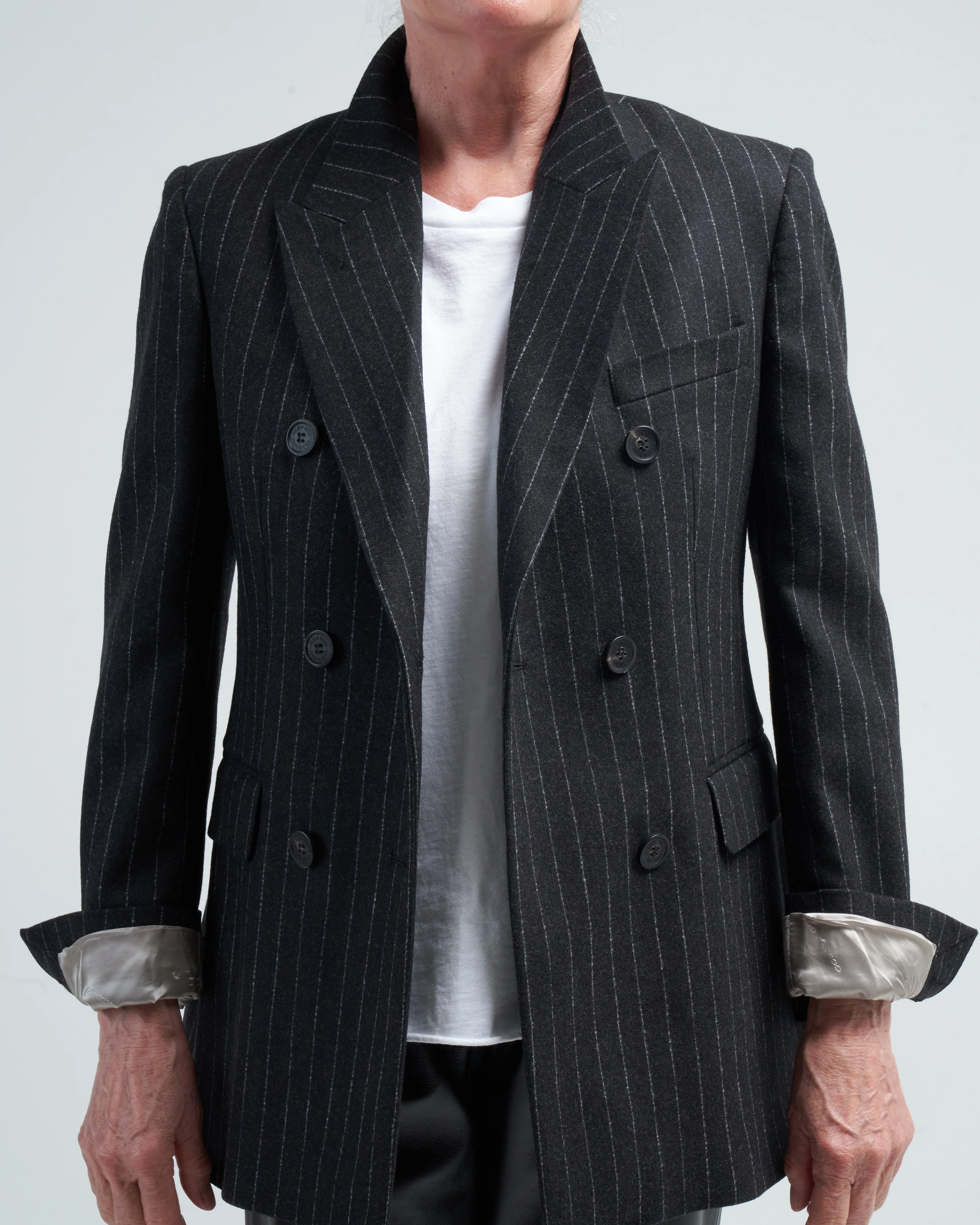 journey blazer double-breasted blend virgin wool flannel pinstripes - Image 5