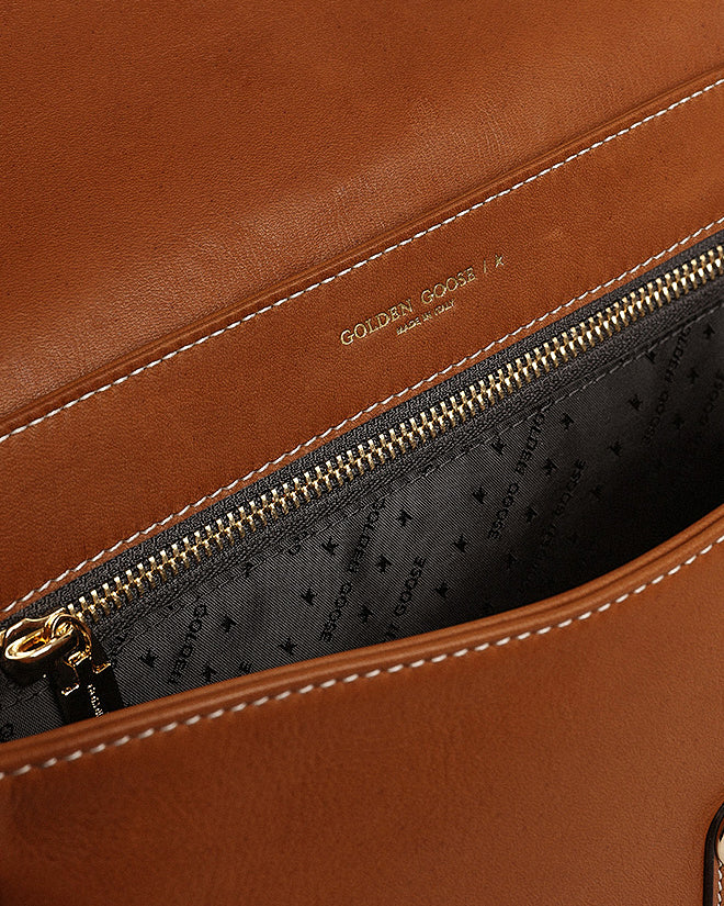medium sally bag in smooth calfskin leather - nougat - Image 4