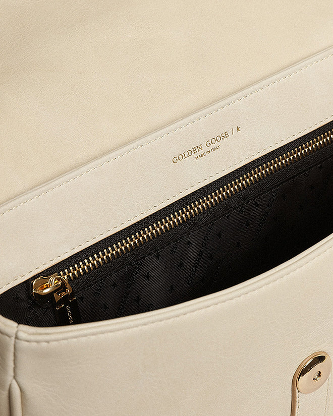 medium sally bag in smooth calfskin leather - porcelain - Image 4