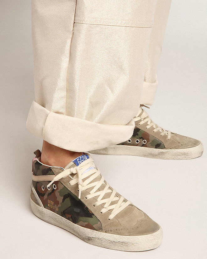 mid star camouflage ripstop with suede toe and leather star - green camouflage/taupe/antique pink - Image 2