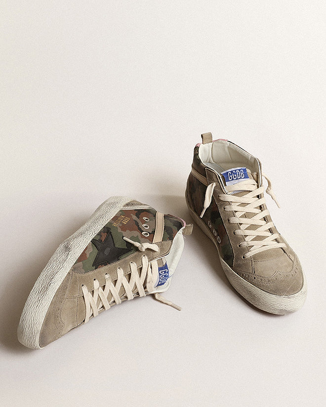 mid star camouflage ripstop with suede toe and leather star - green camouflage/taupe/antique pink - Image 3