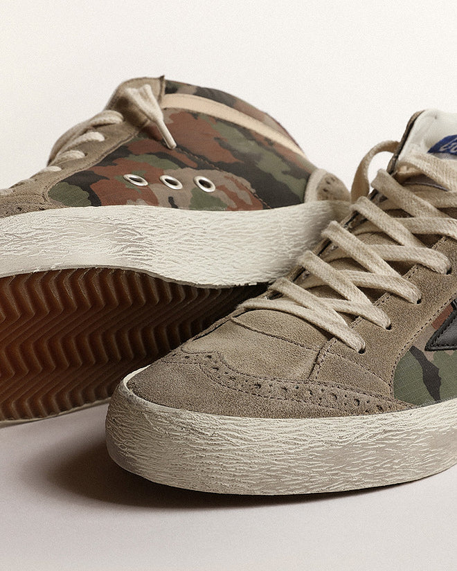 mid star camouflage ripstop with suede toe and leather star - green camouflage/taupe/antique pink - Image 4