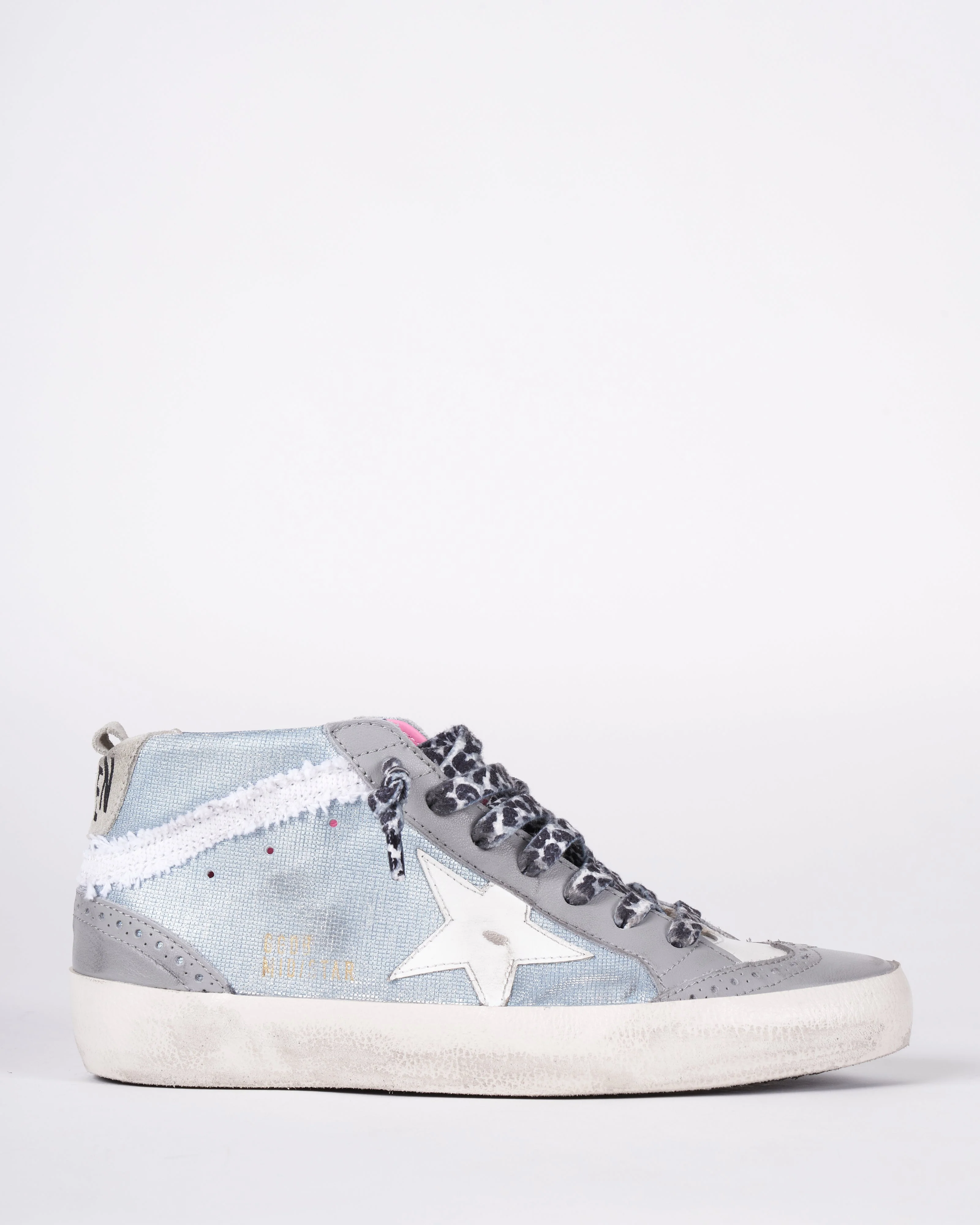 mid star checkered glitter upper leather star and spur canvas wave suede heel - light blue/light grey/white/ice 50667 - Image 2