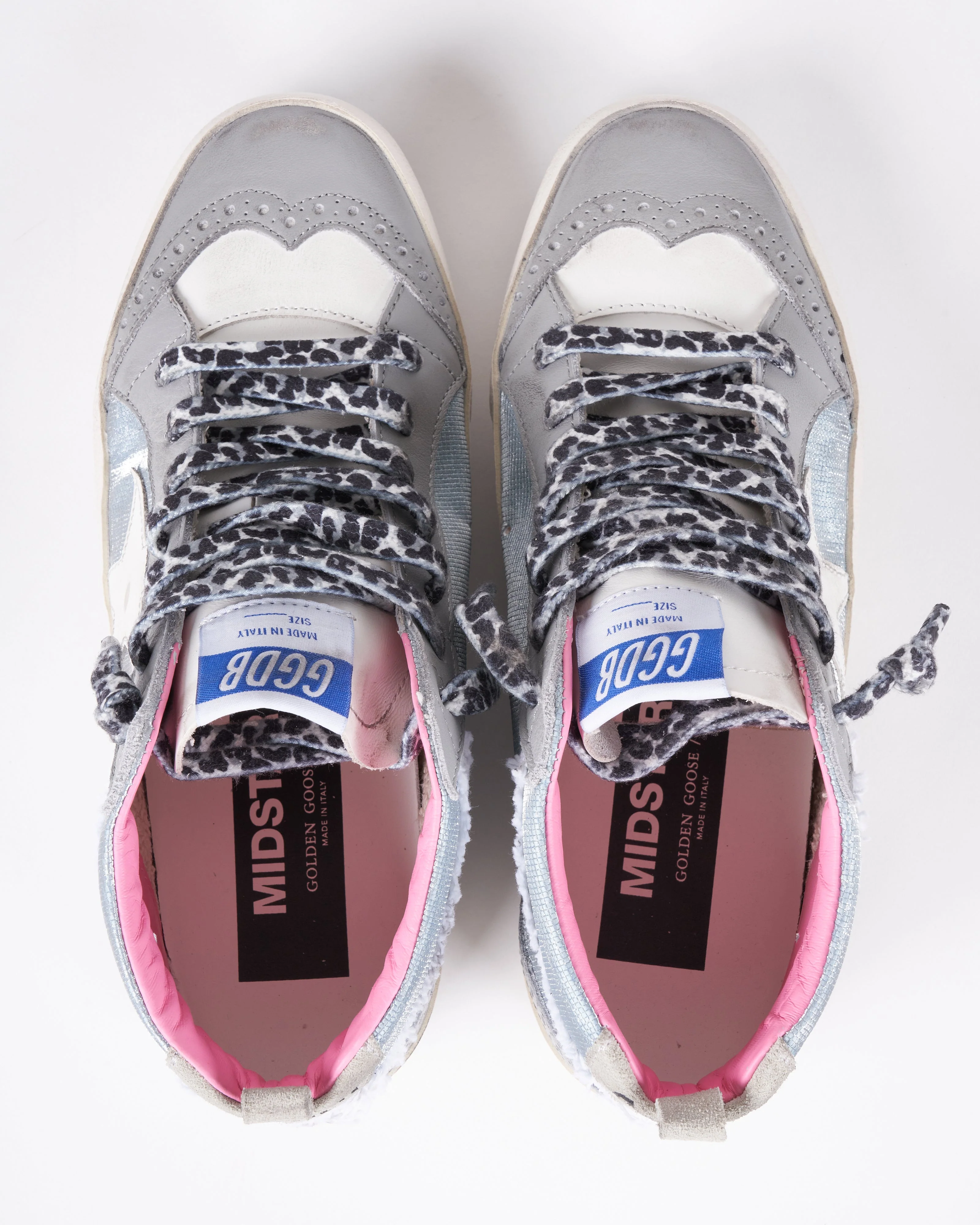 mid star checkered glitter upper leather star and spur canvas wave suede heel - light blue/light grey/white/ice 50667 - Image 3