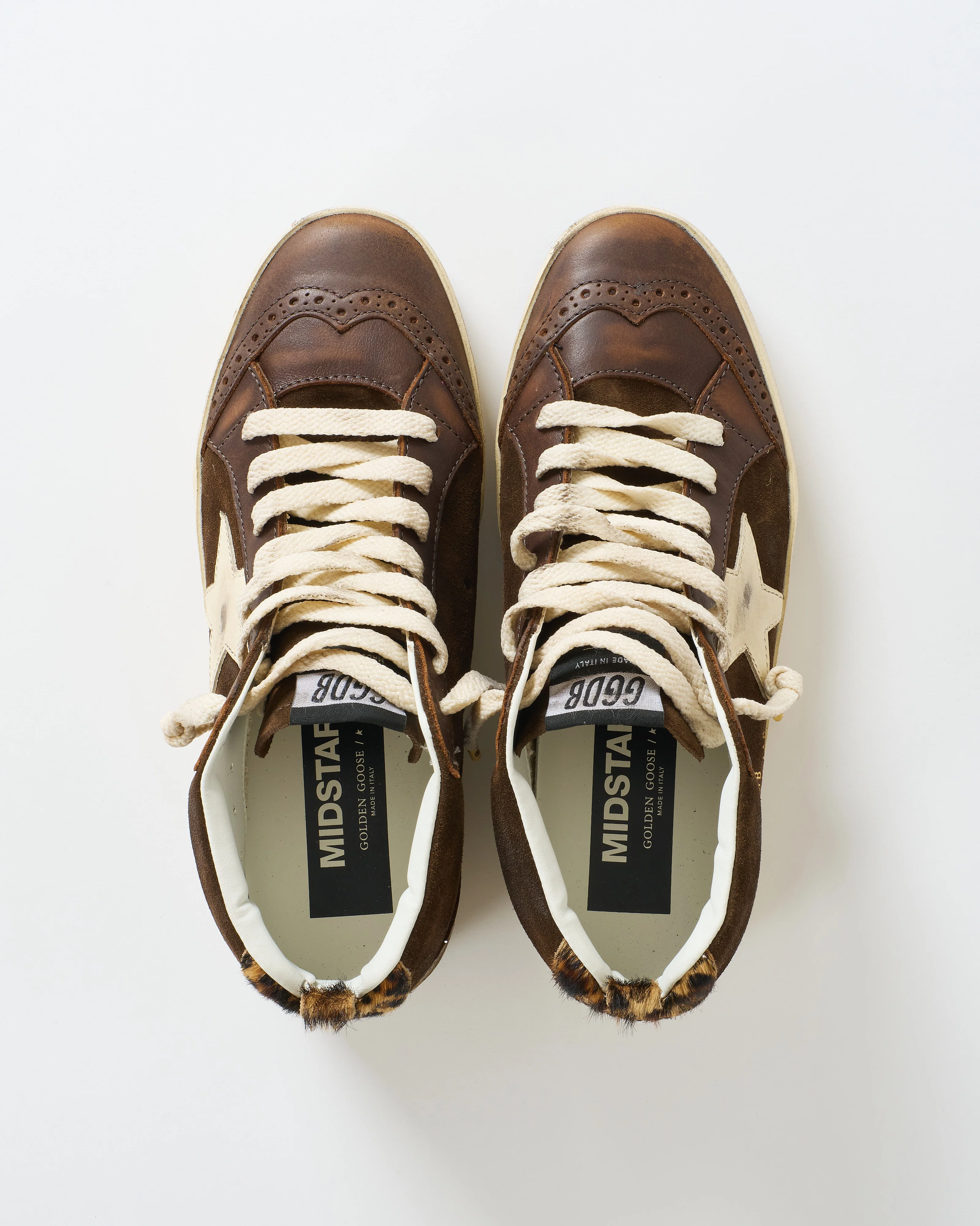 mid star leather toe spur and star suede upper horsy heel - Image 4