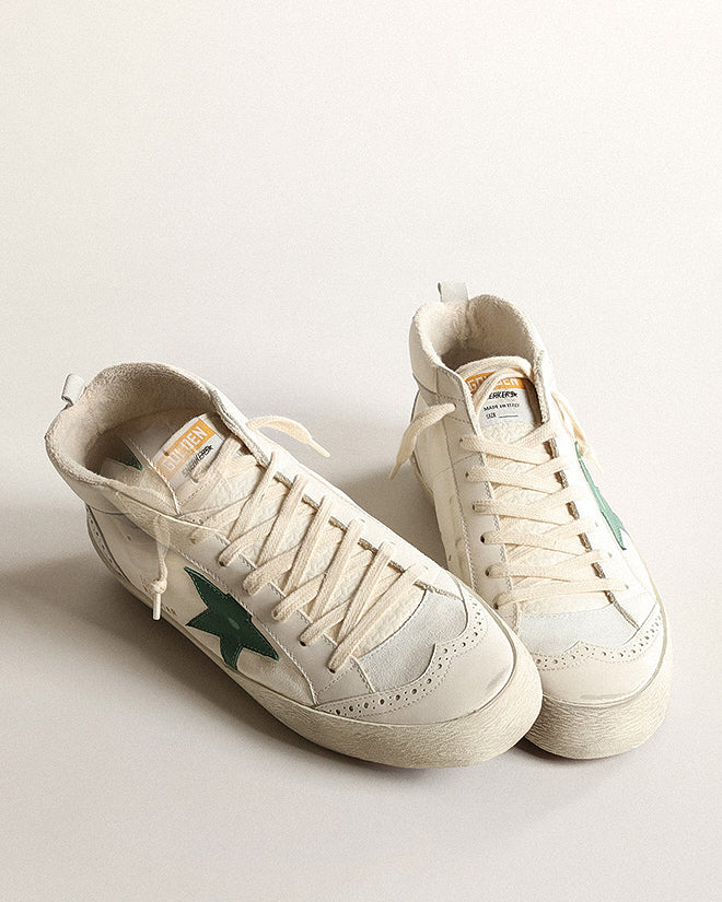 mid star nappa and leather with high frequency tongue - cream/milky/green/white/silver - Image 2