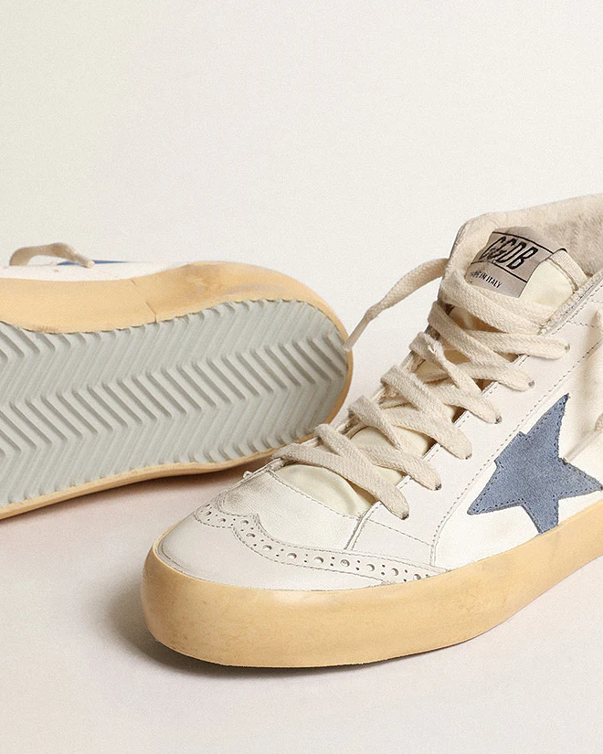 mid star nappa and leather with suede star - cream/blue/milky/powder blue - Image 3