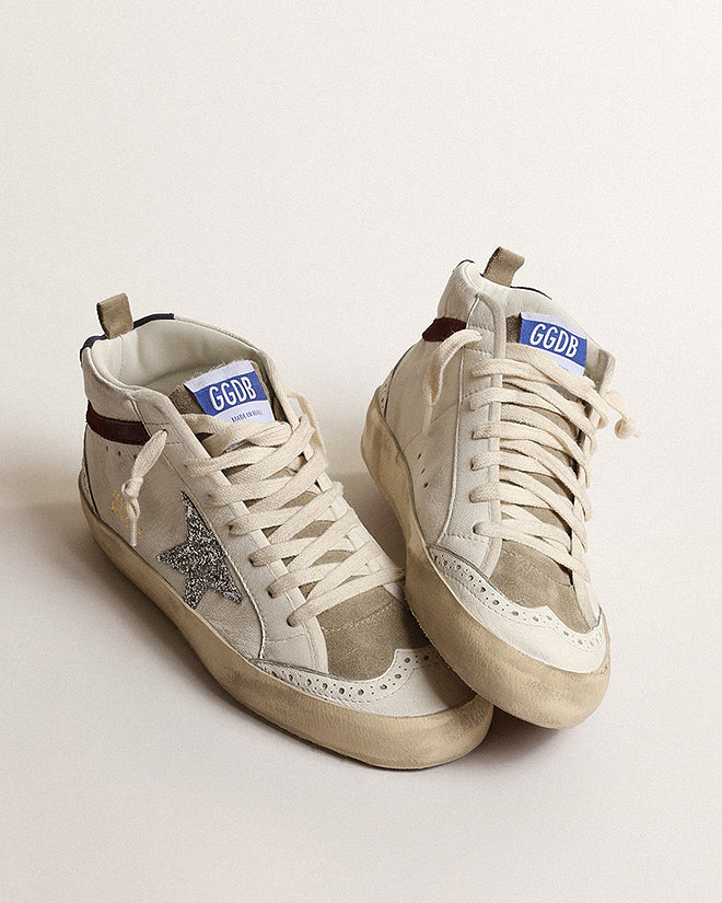 mid star nappa with glitter star and suede wave - white/silver/wine/medieval blue - Image 2