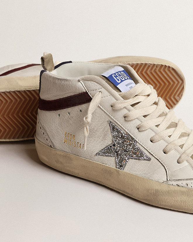 mid star nappa with glitter star and suede wave - white/silver/wine/medieval blue - Image 3