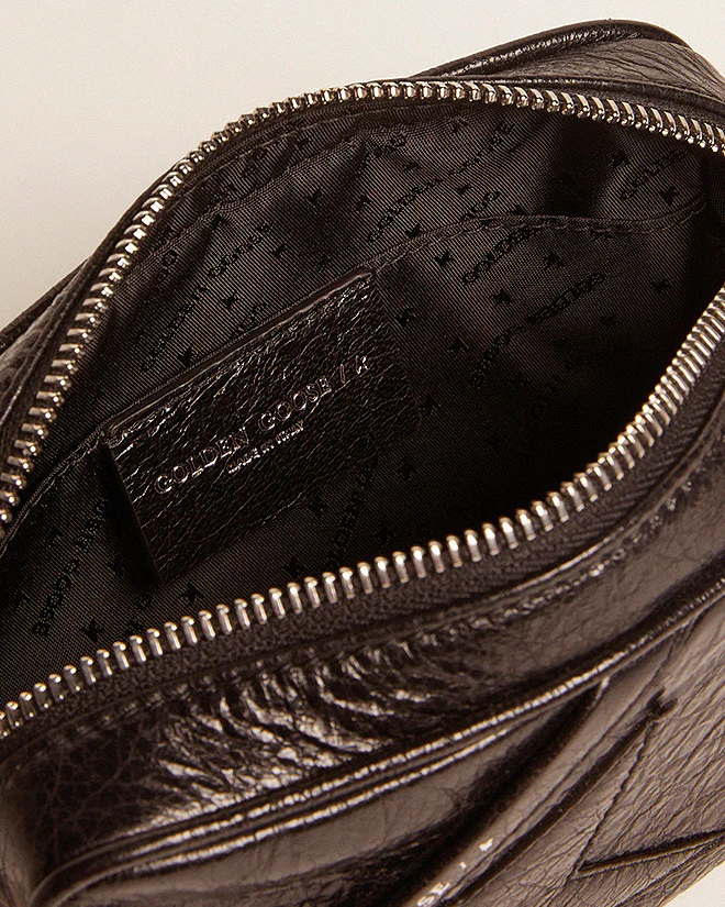 mini star bag in wrinkled calf leather - black - Image 5