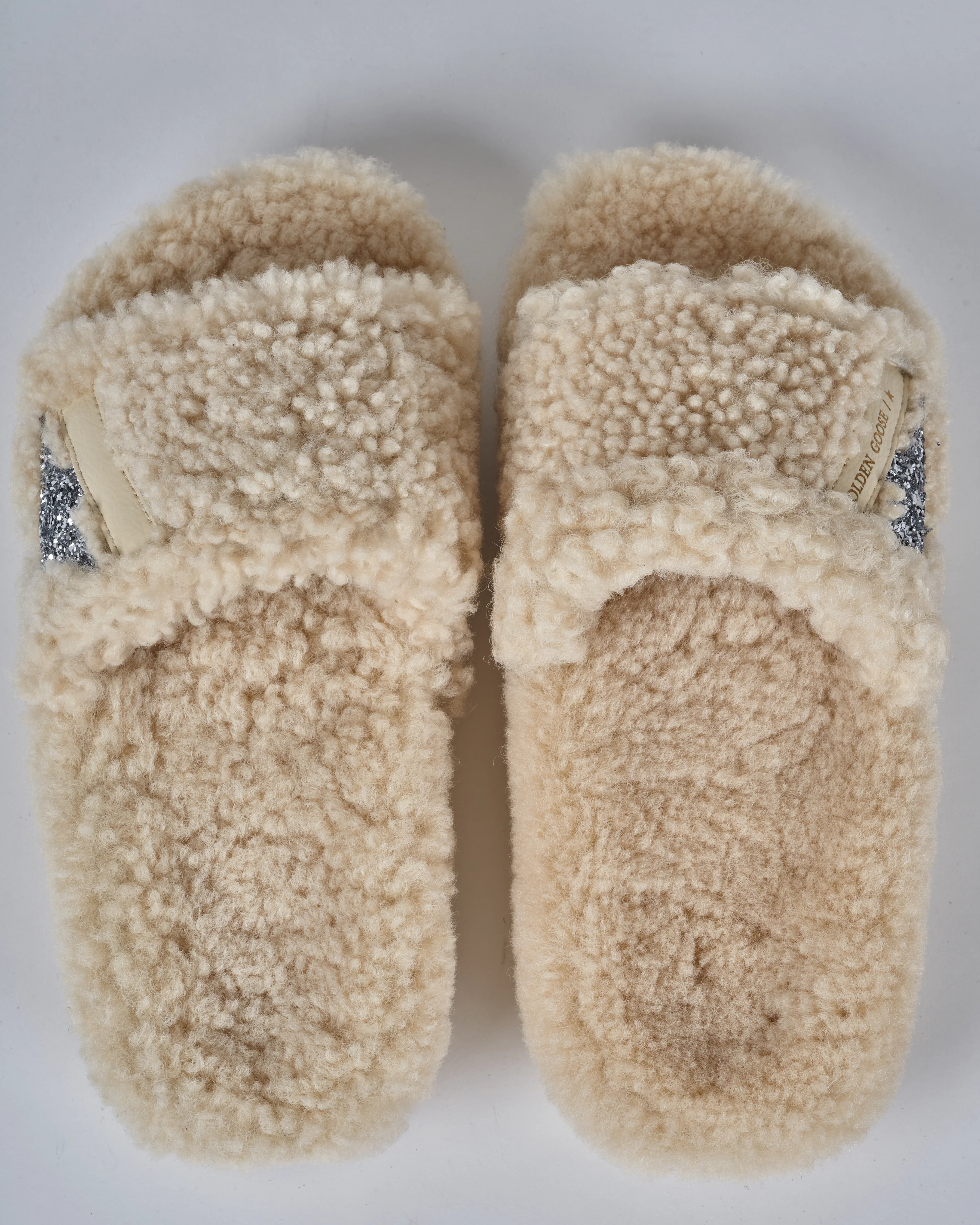 poolstar shearling upper glitter star - beige silver 15260 - Image 4