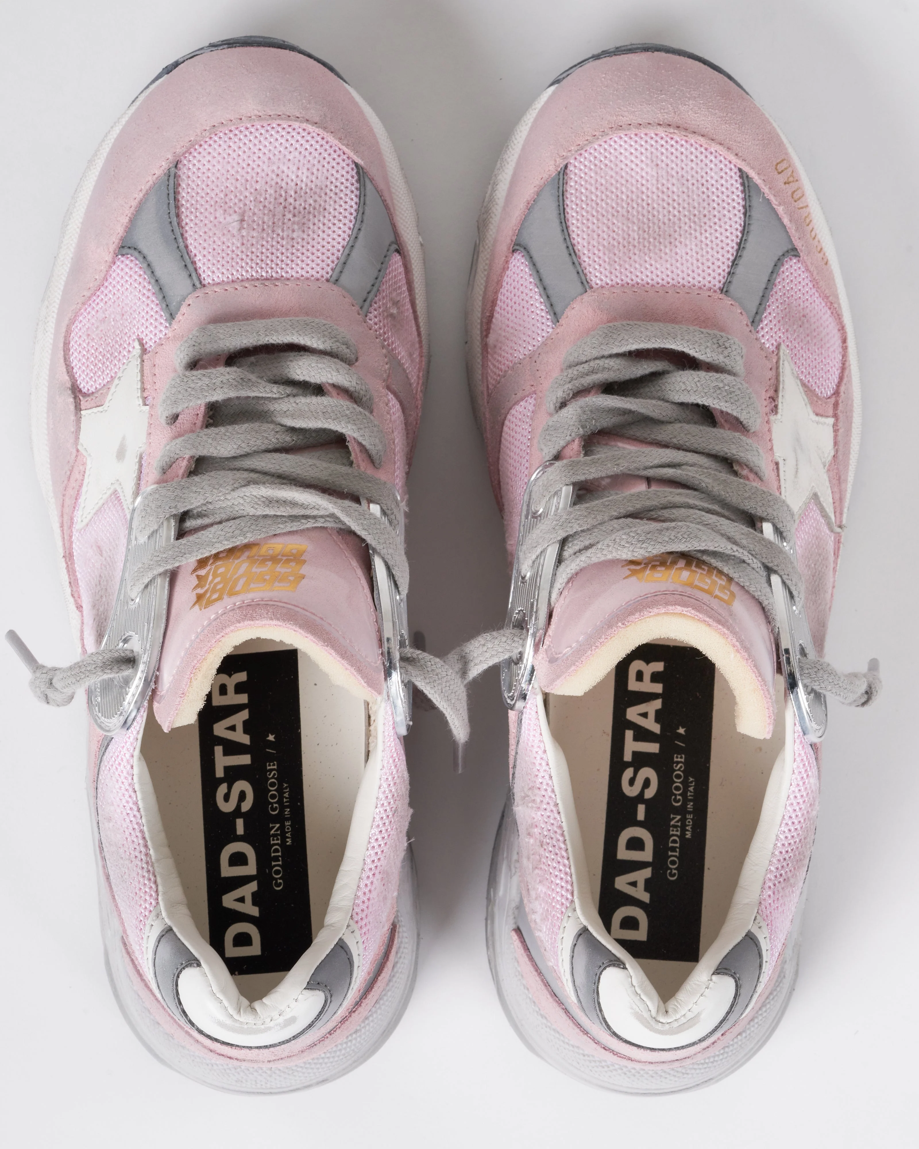 running dad net and suede upper leather star suede spur - pink/white 80454 - Image 3