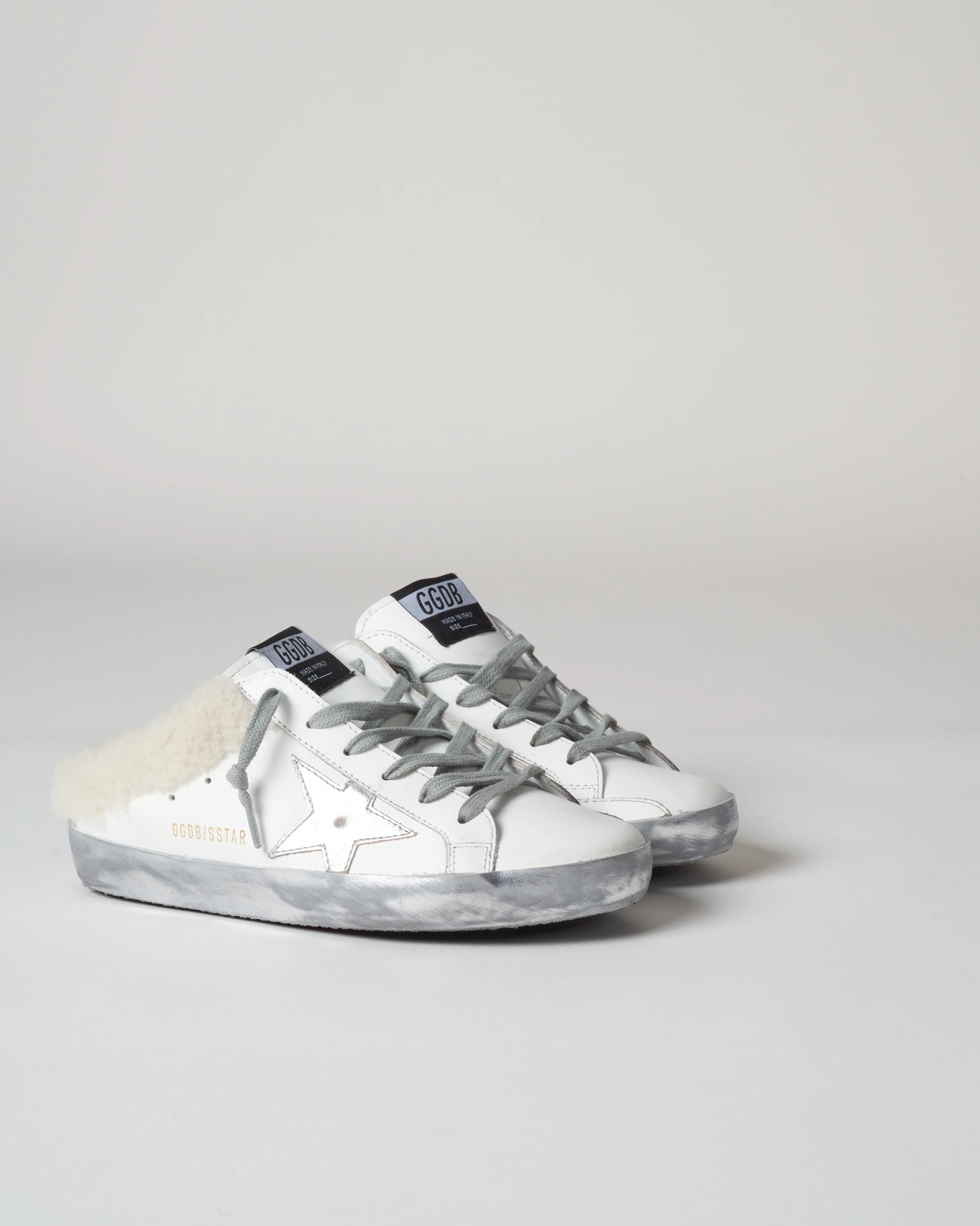 shearling sabot superstar - white/silver - Image 2