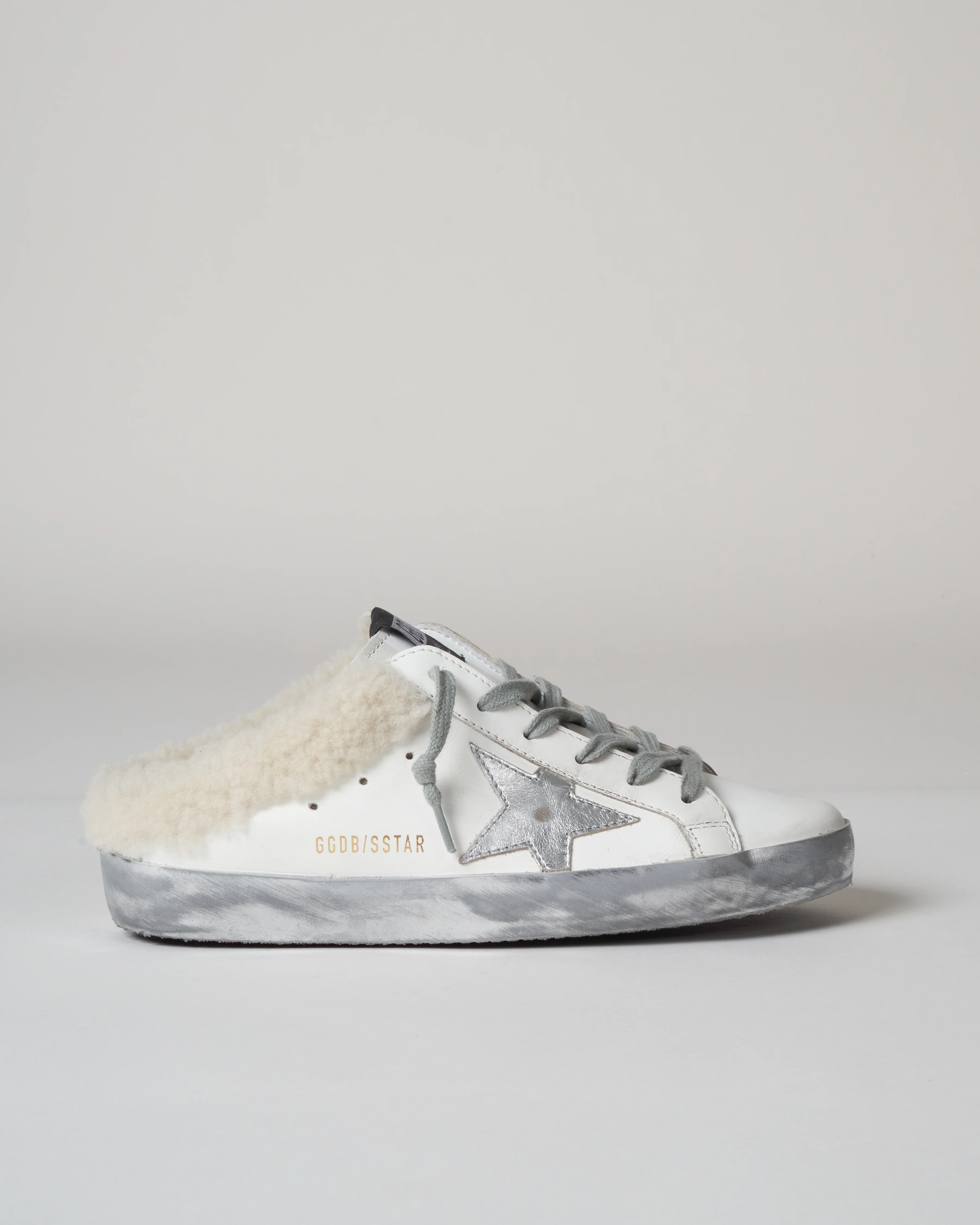 shearling sabot superstar - white/silver - Image 3