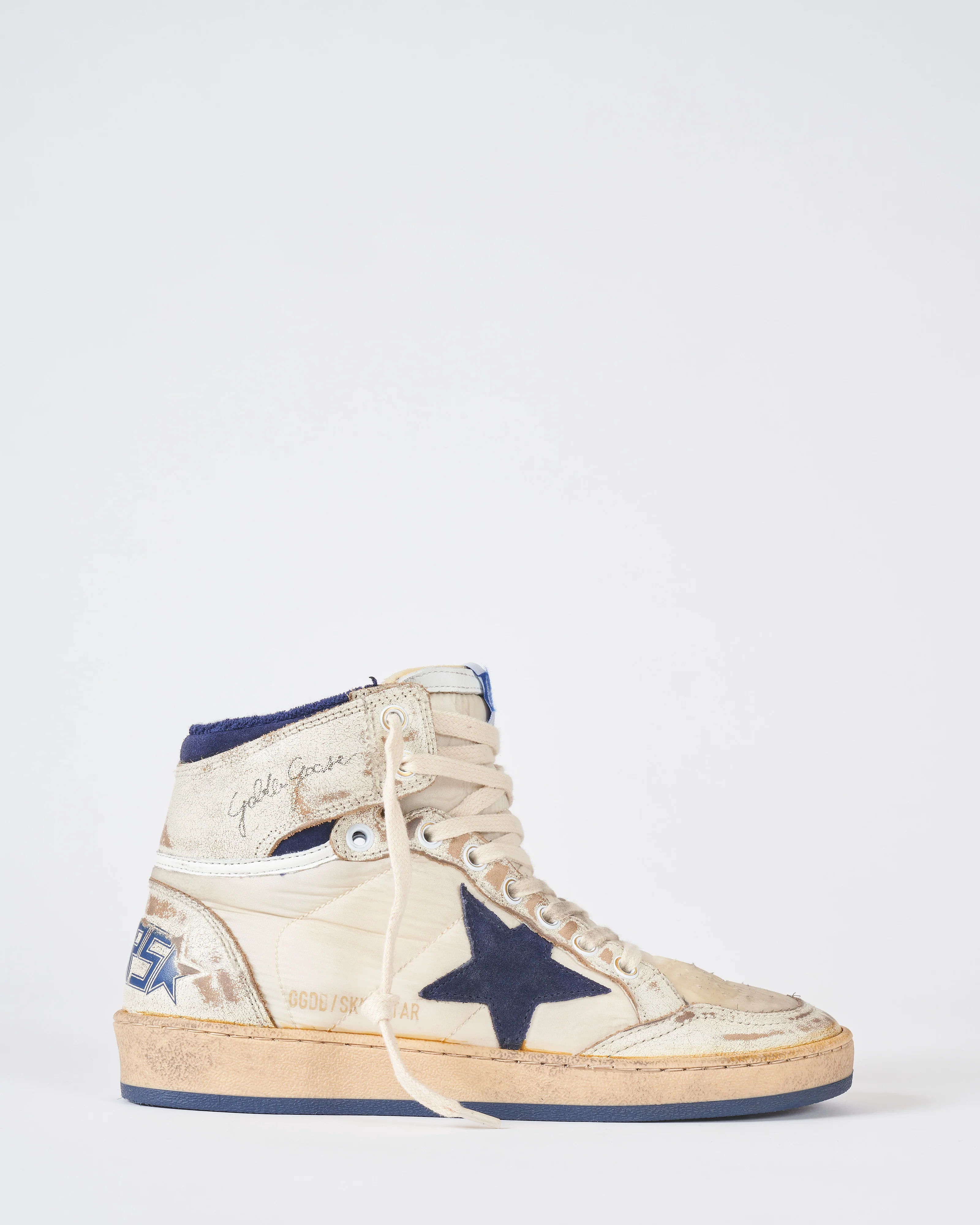 sky star shiny leather and nylon with suede star - white/dark blue - Image 2