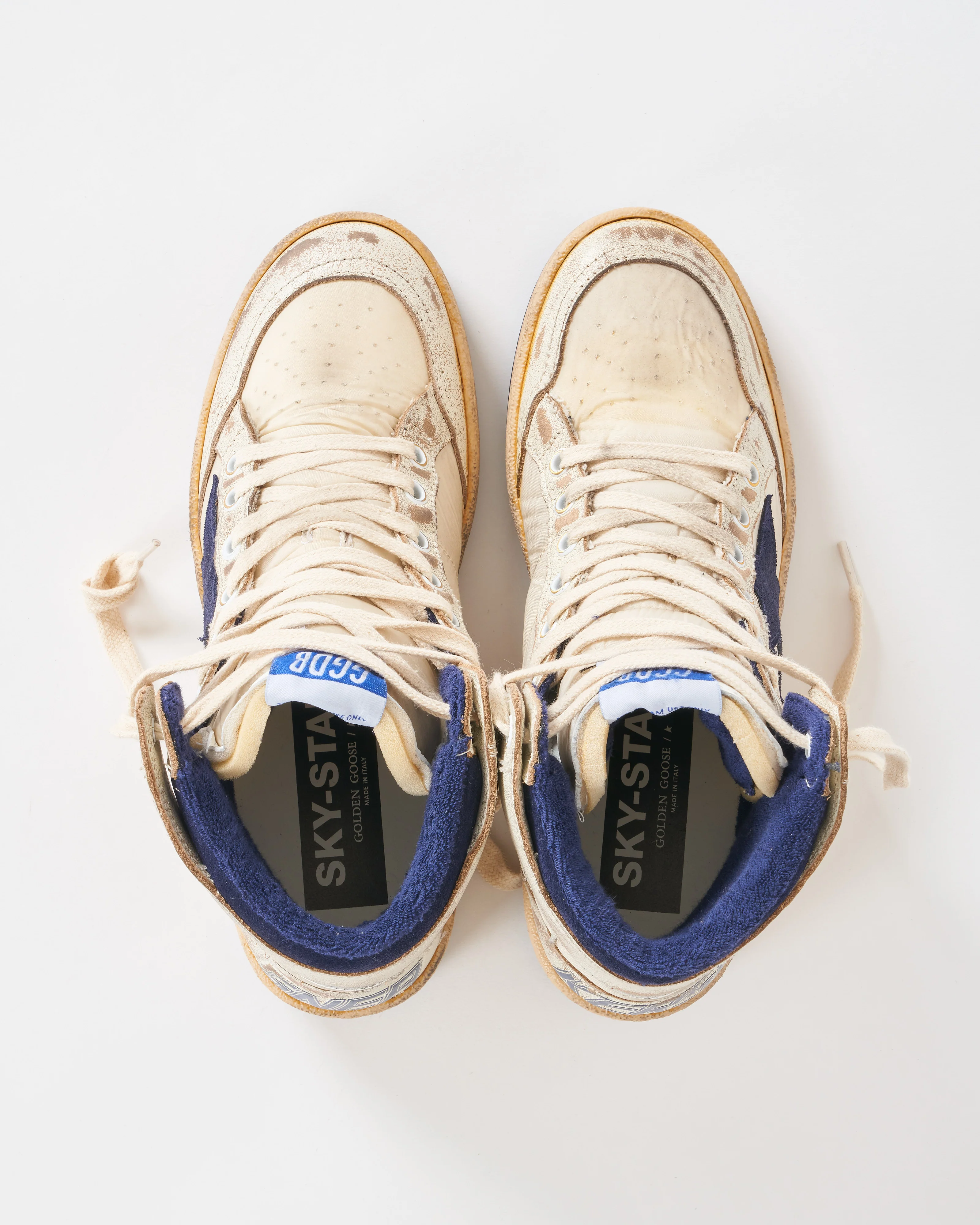 sky star shiny leather and nylon with suede star - white/dark blue - Image 3