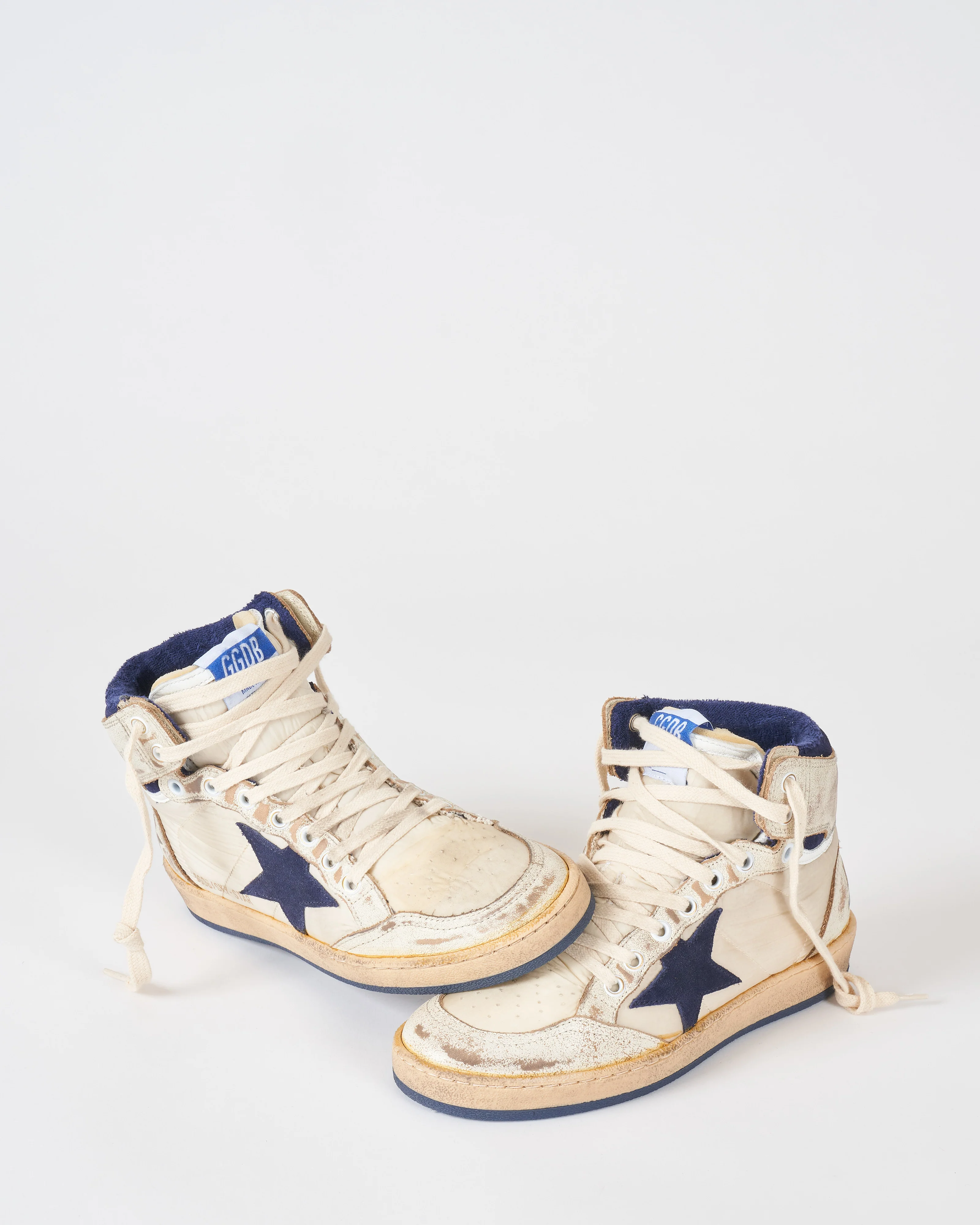 sky star shiny leather and nylon with suede star - white/dark blue - Image 4