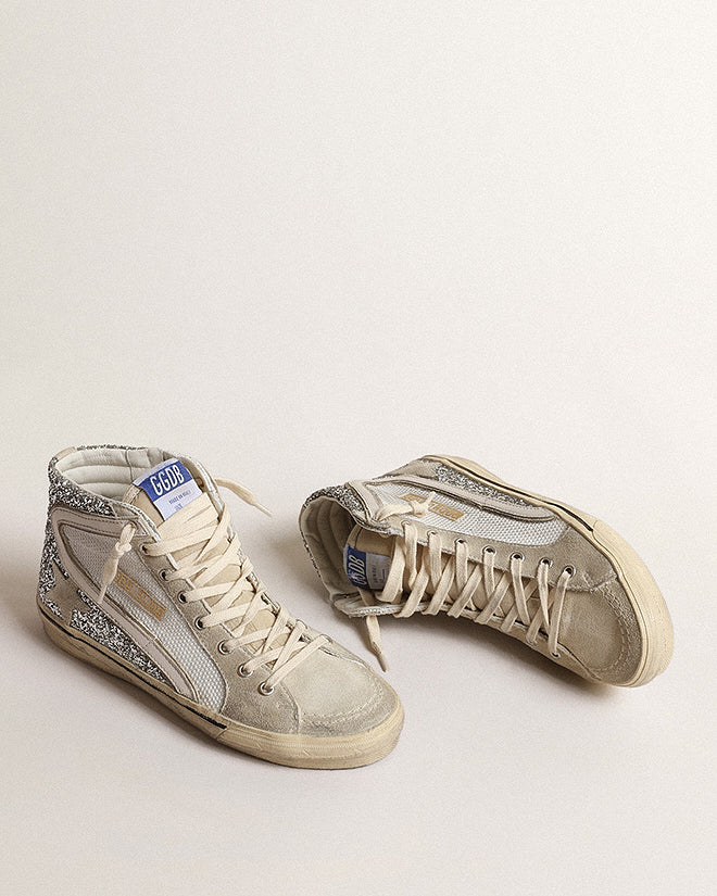 slide net and glitter with suede toe and star - silver/white/marble - Image 2