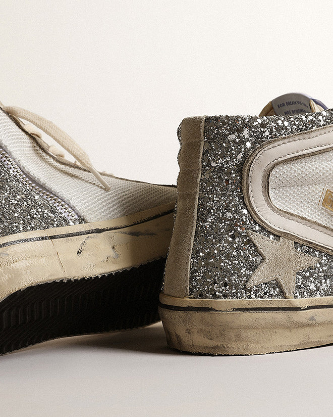 slide net and glitter with suede toe and star - silver/white/marble - Image 3
