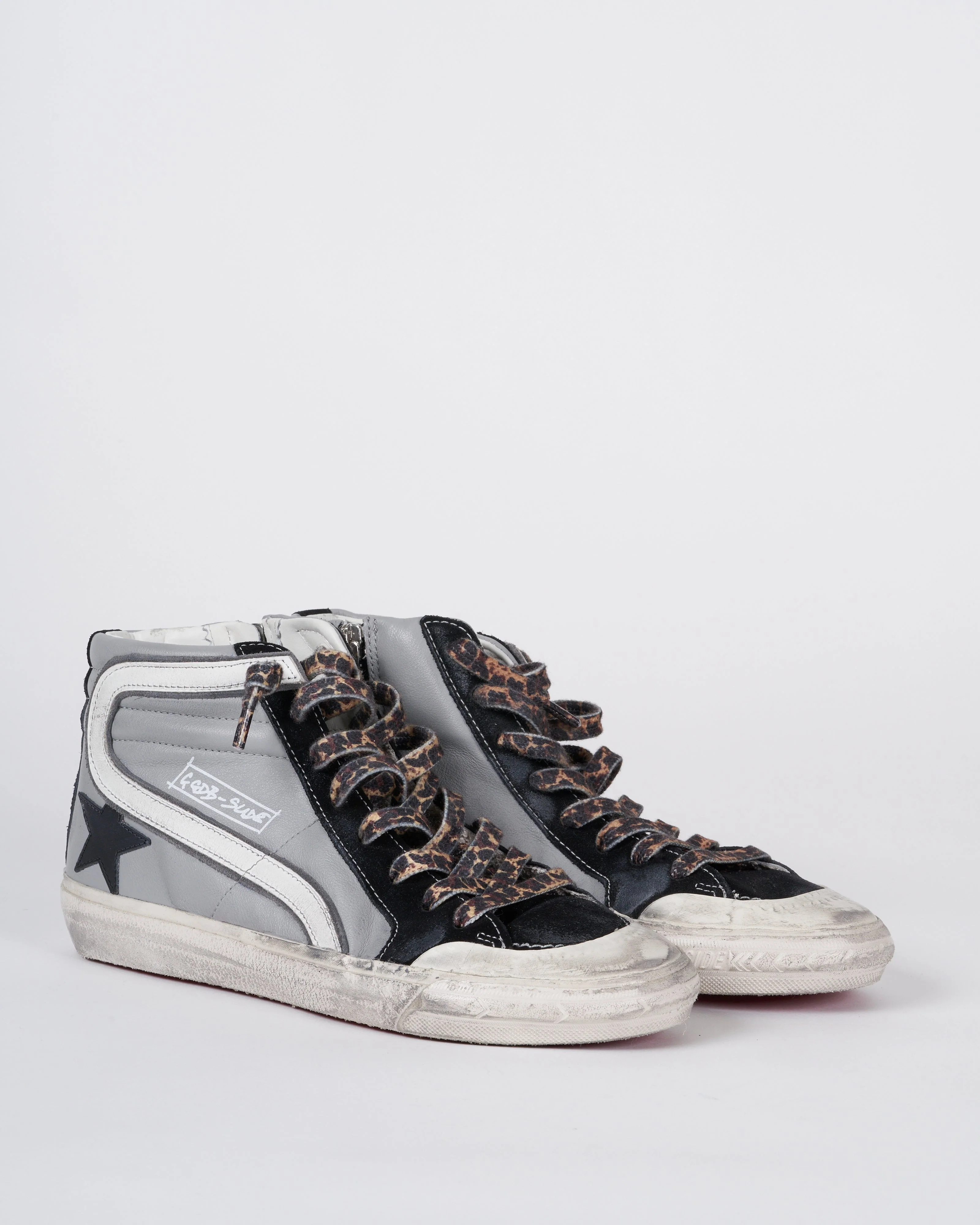 slide penstar leather upper star and wave suede toe and list - grey/black/white - Image 3
