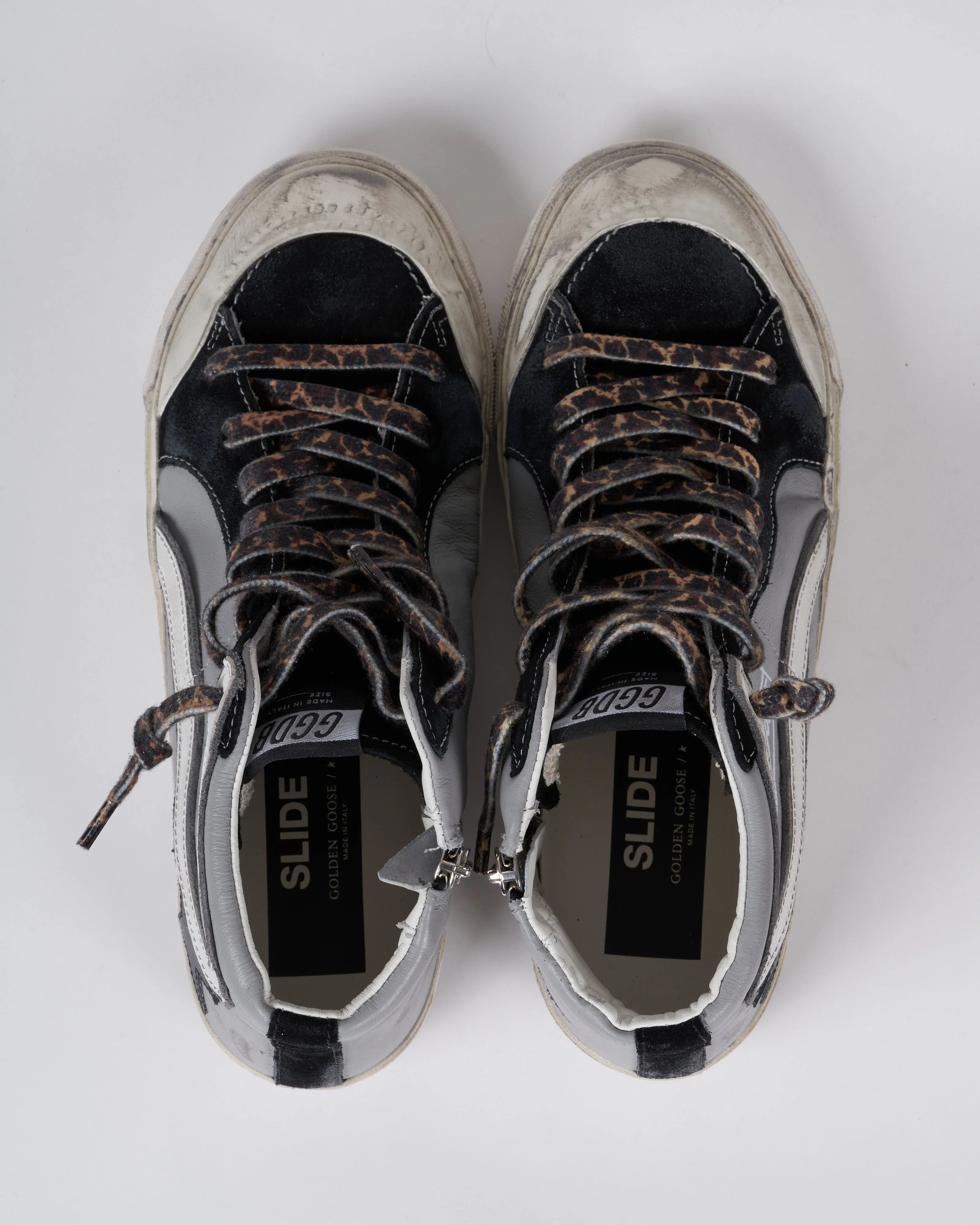 slide penstar leather upper star and wave suede toe and list - grey/black/white - Image 4