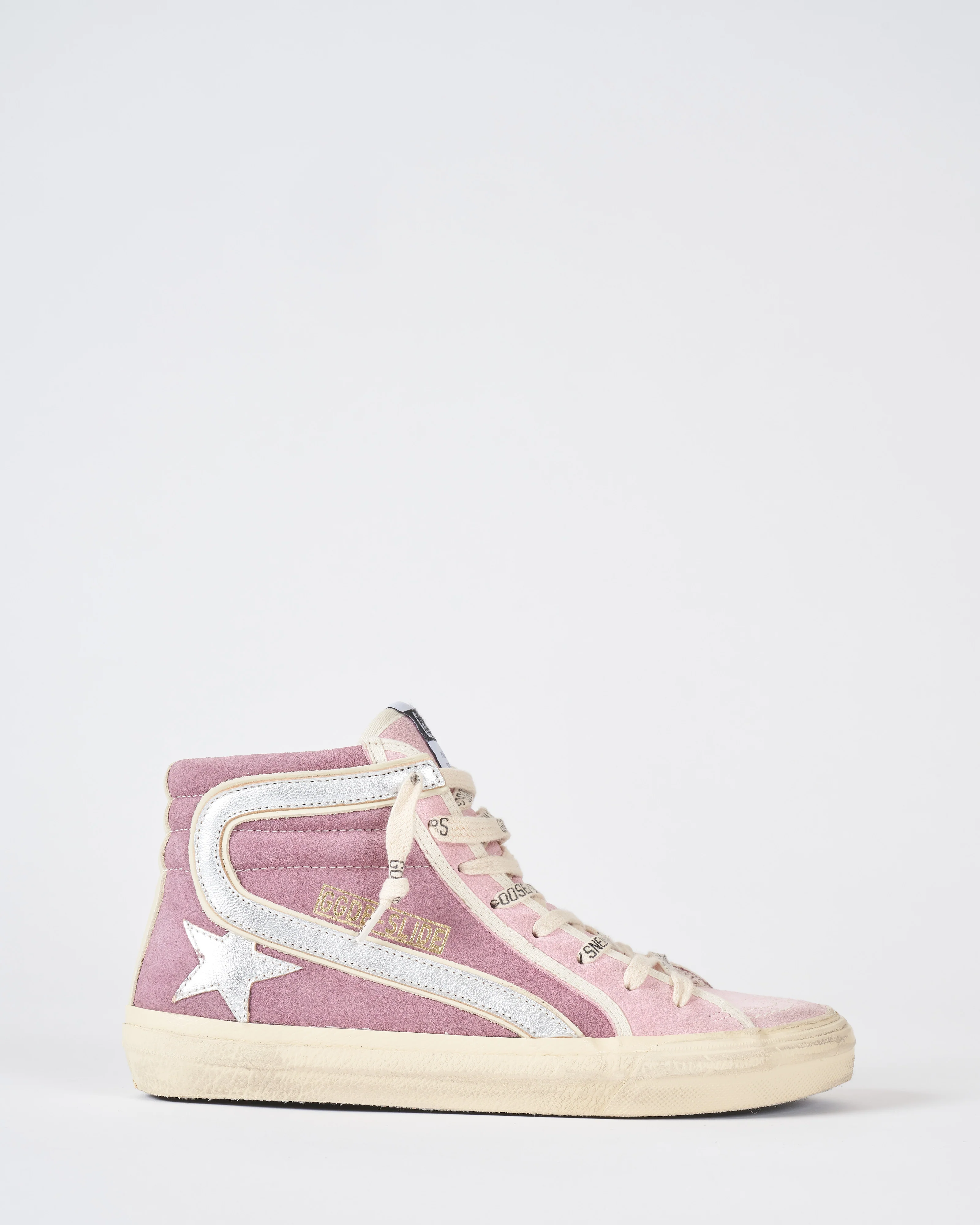 slide suede upper with trims laminated star and wave leather heel - violet/silver/ivory - Image 2