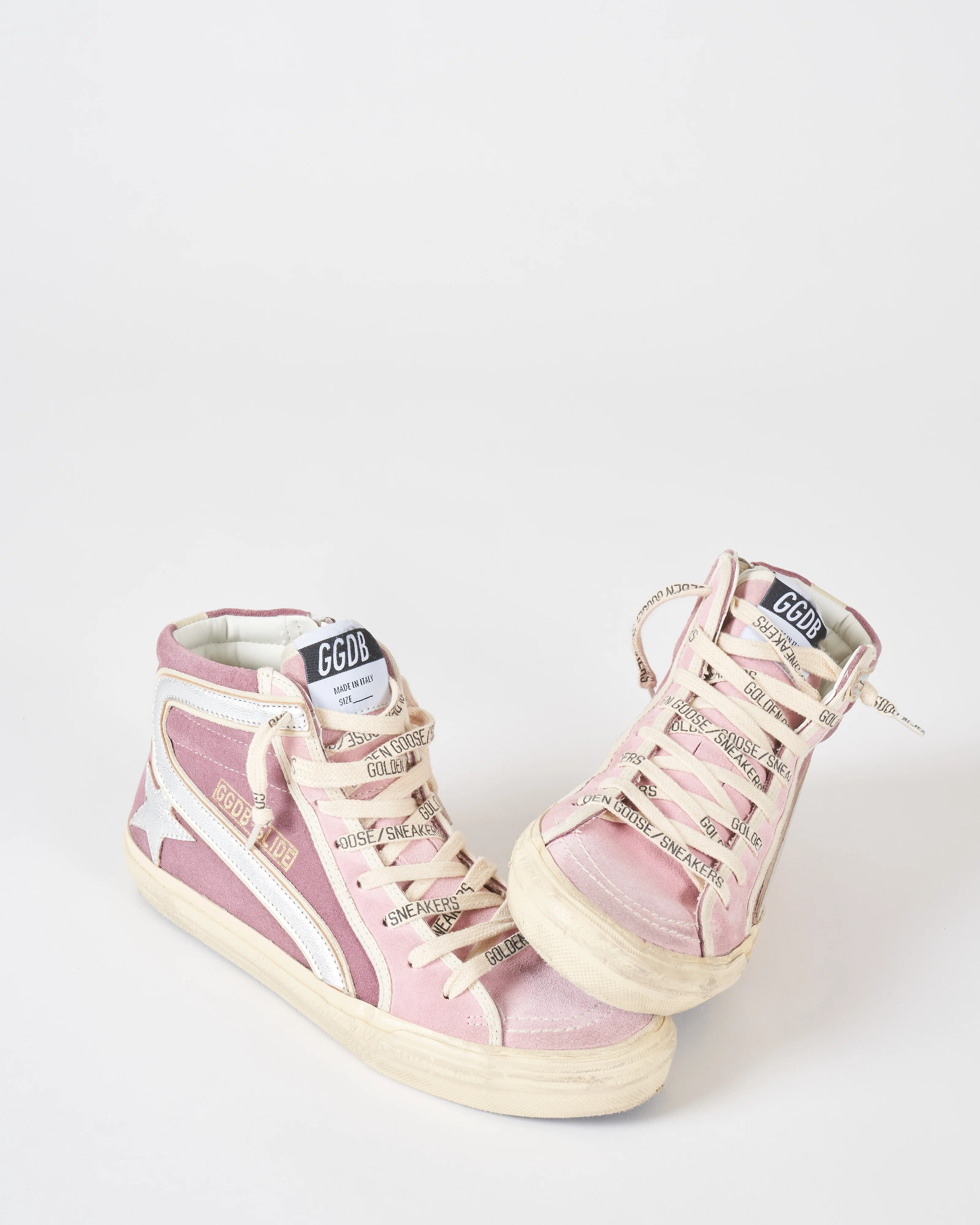 slide suede upper with trims laminated star and wave leather heel - violet/silver/ivory - Image 4