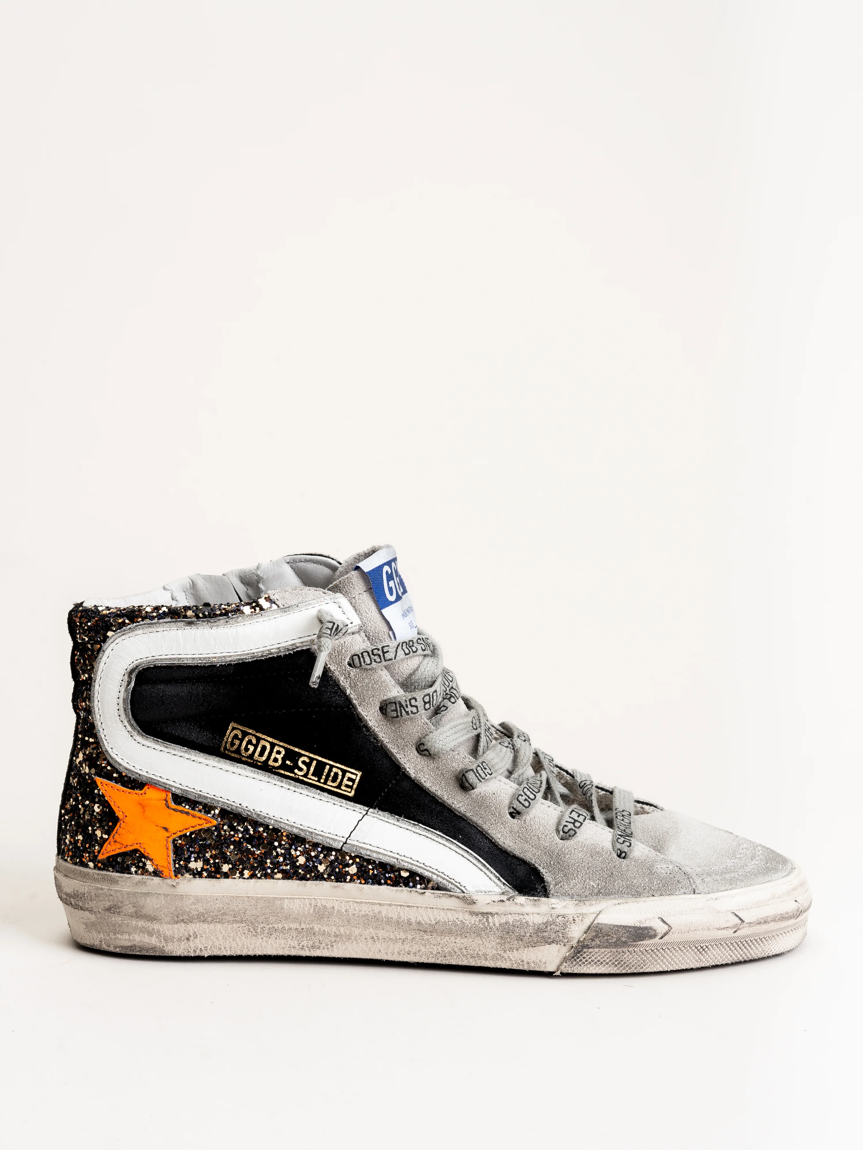 slide sneaker - black gold glitter