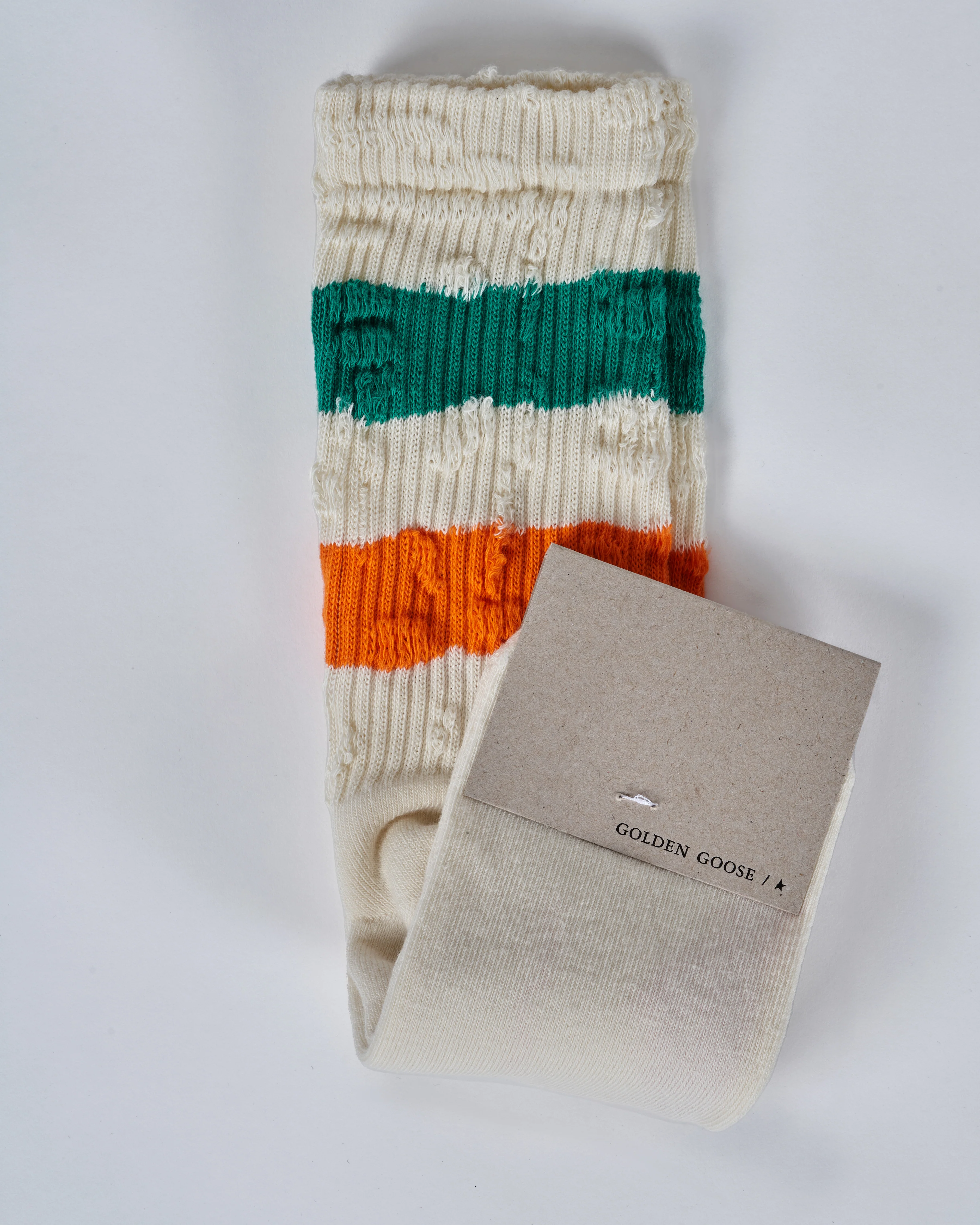 socks high rib/stripes/ripped - papyrus/bosphorus/arancio fluo - Image 2