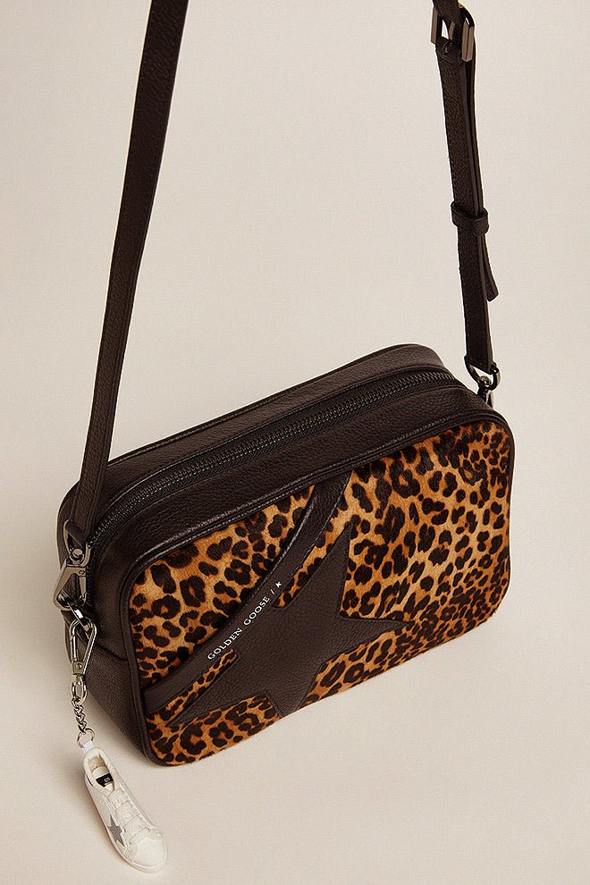 star bag pony leo front panel leather star and shoulder strap - black/brown leo - Image 2