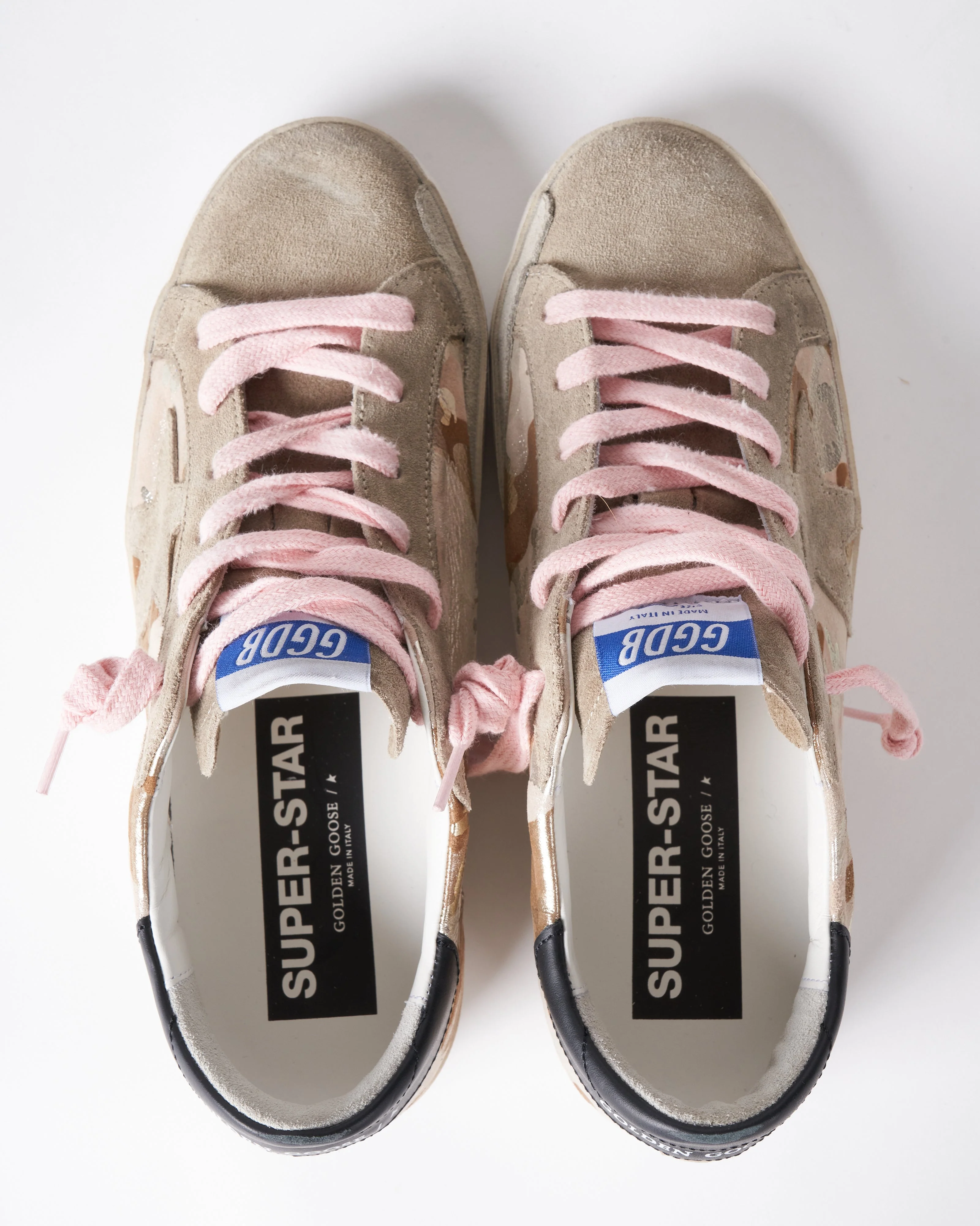 super-star laminated camouflage print leather suede toe and star leather heel - ice grey camu/taupe/black - Image 3