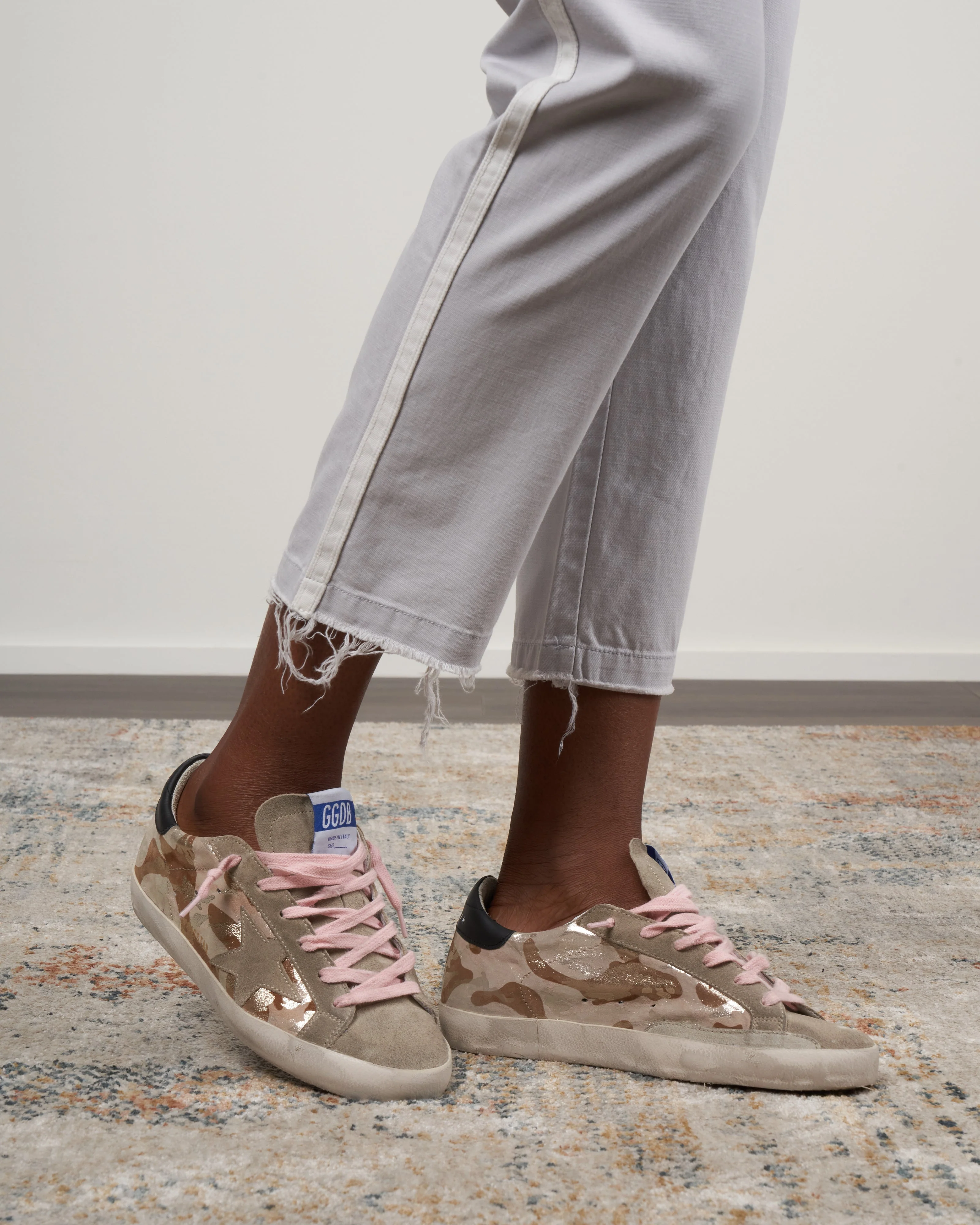 super-star laminated camouflage print leather suede toe and star leather heel - ice grey camu/taupe/black - Image 4
