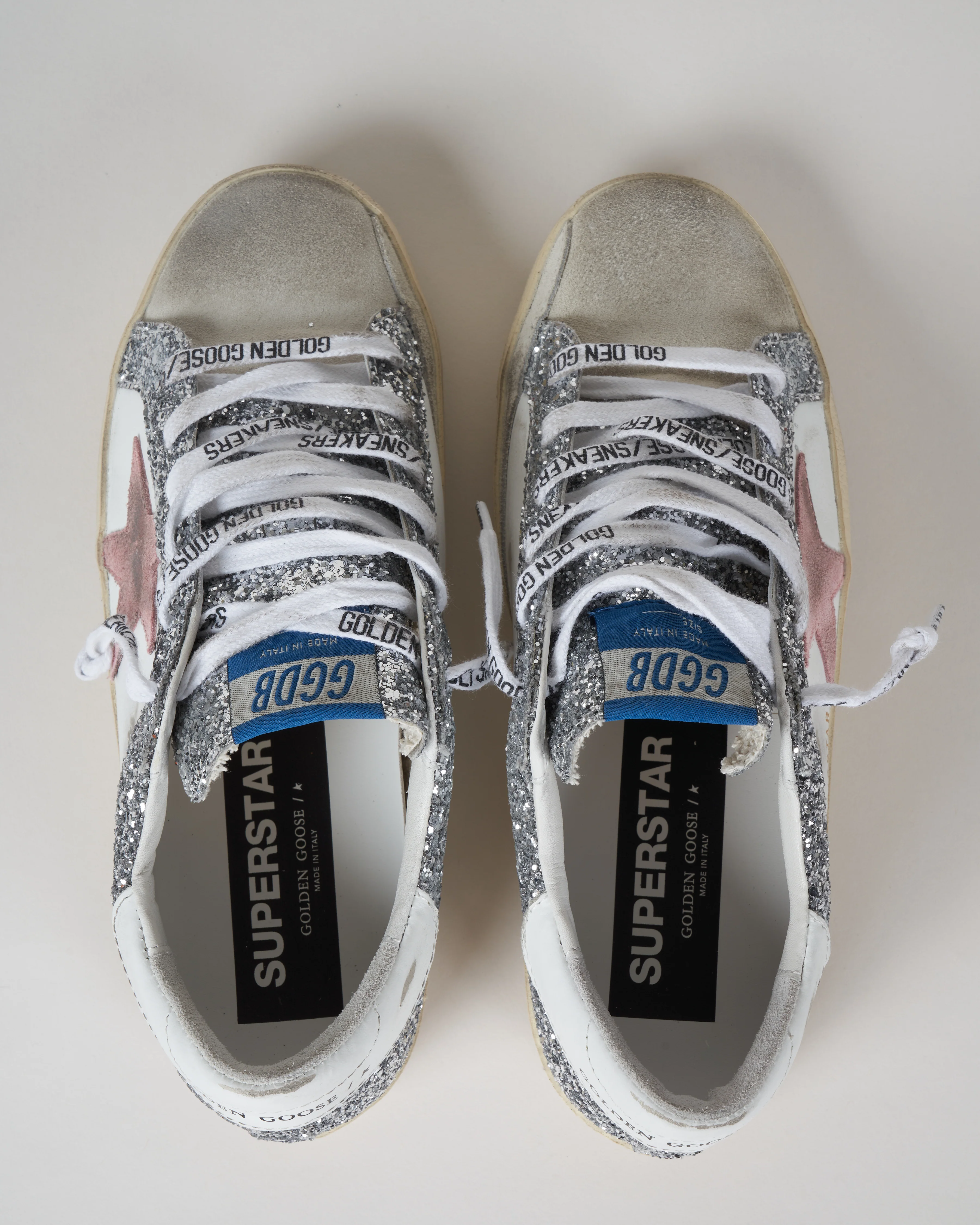 super-star leather and glitter sneaker - ice/white/silver/pink - Image 3